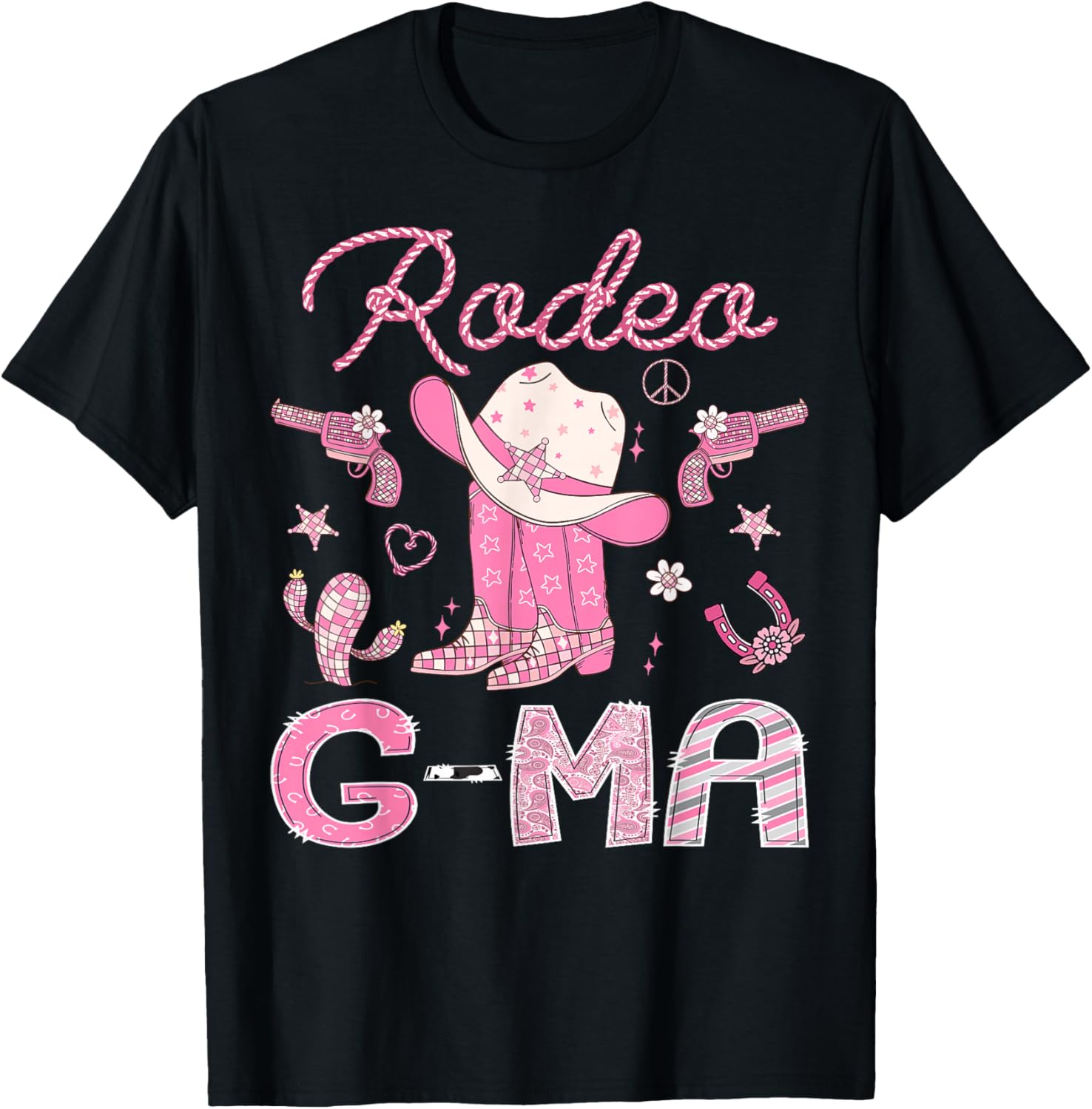 Rodeo G-Ma 1st Birthday Pink Boots Disco Cowgirl T-Shirt for Girls - 7