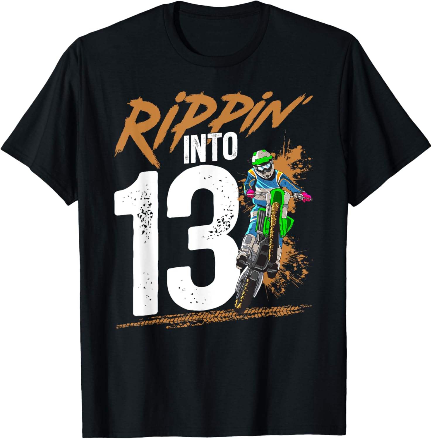 Cool 13th Dirt Bike Birthday Party T-Shirt for Young Bikers - 12