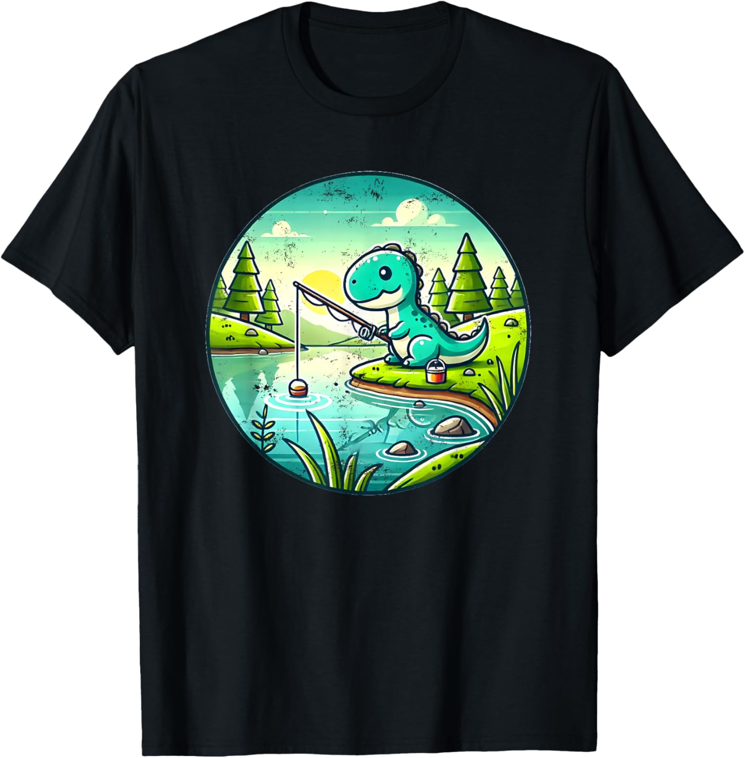 Cute Dinosaur Fishing T-Shirt for Kids and Adults - Fun and Comfy Wear - 15