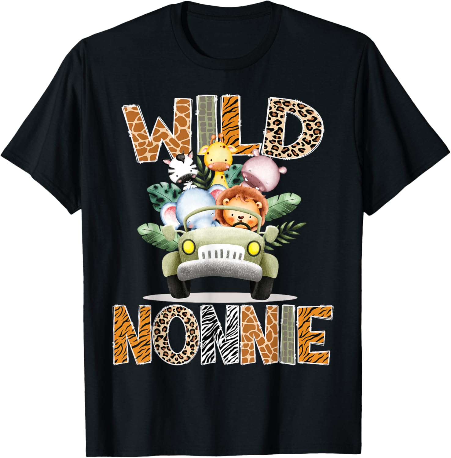 Wild Nonnie Safari Jungle Animals 1st Birthday Truck T-Shirt for Kids - 11