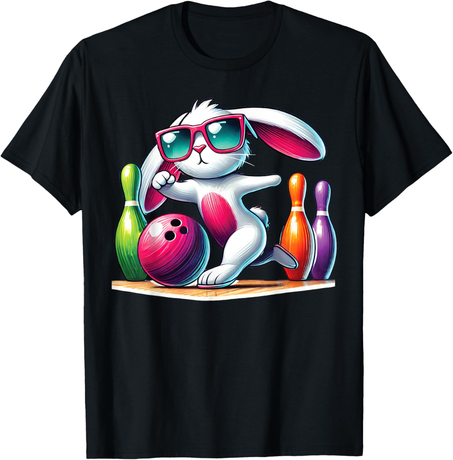 Bunny Ear Easter Bowling T-Shirt for Fun Egg Hunt Celebrations - 25