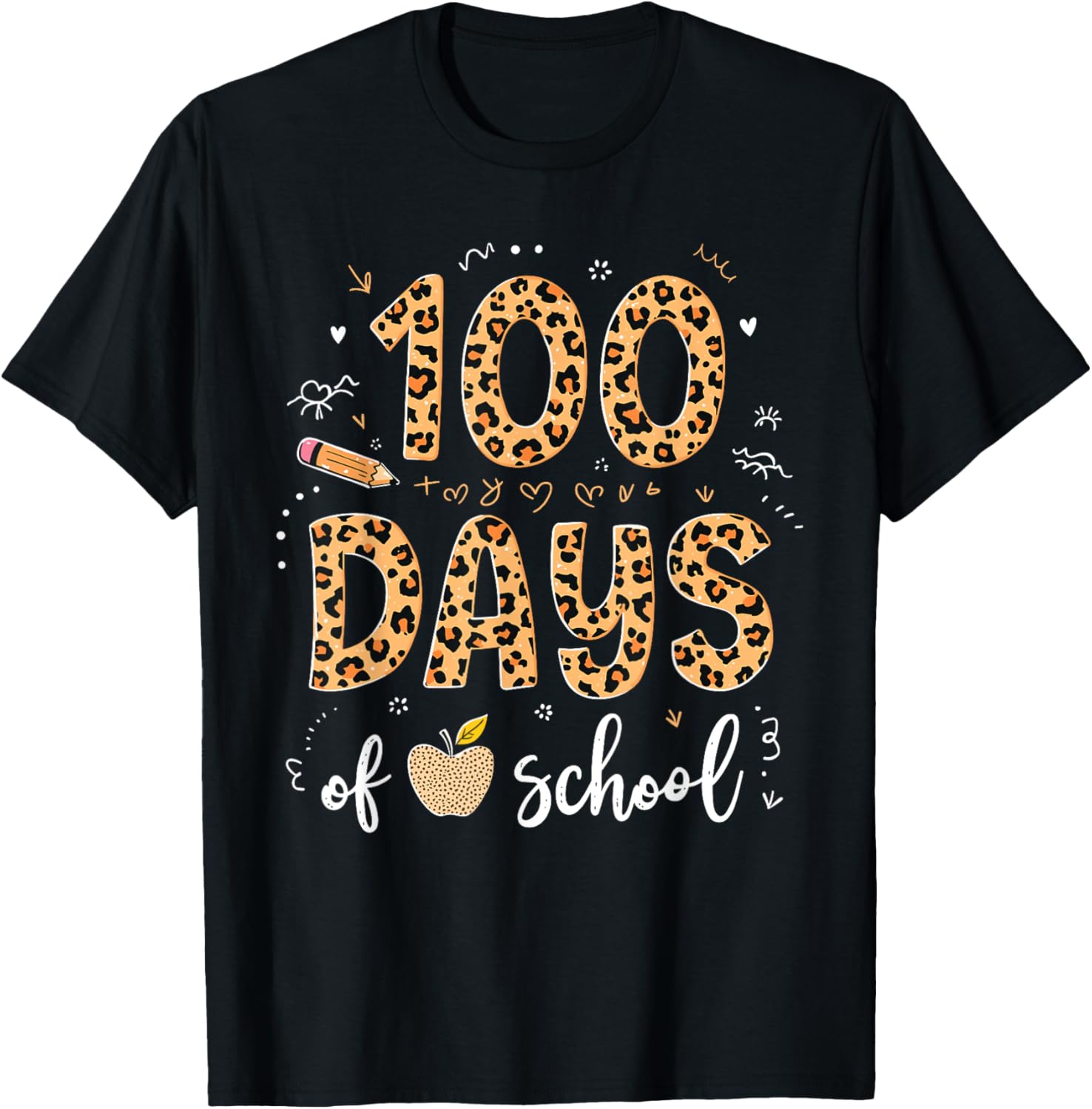 100 Days of School Leopard Print T-Shirt for Kids and Teachers - 6