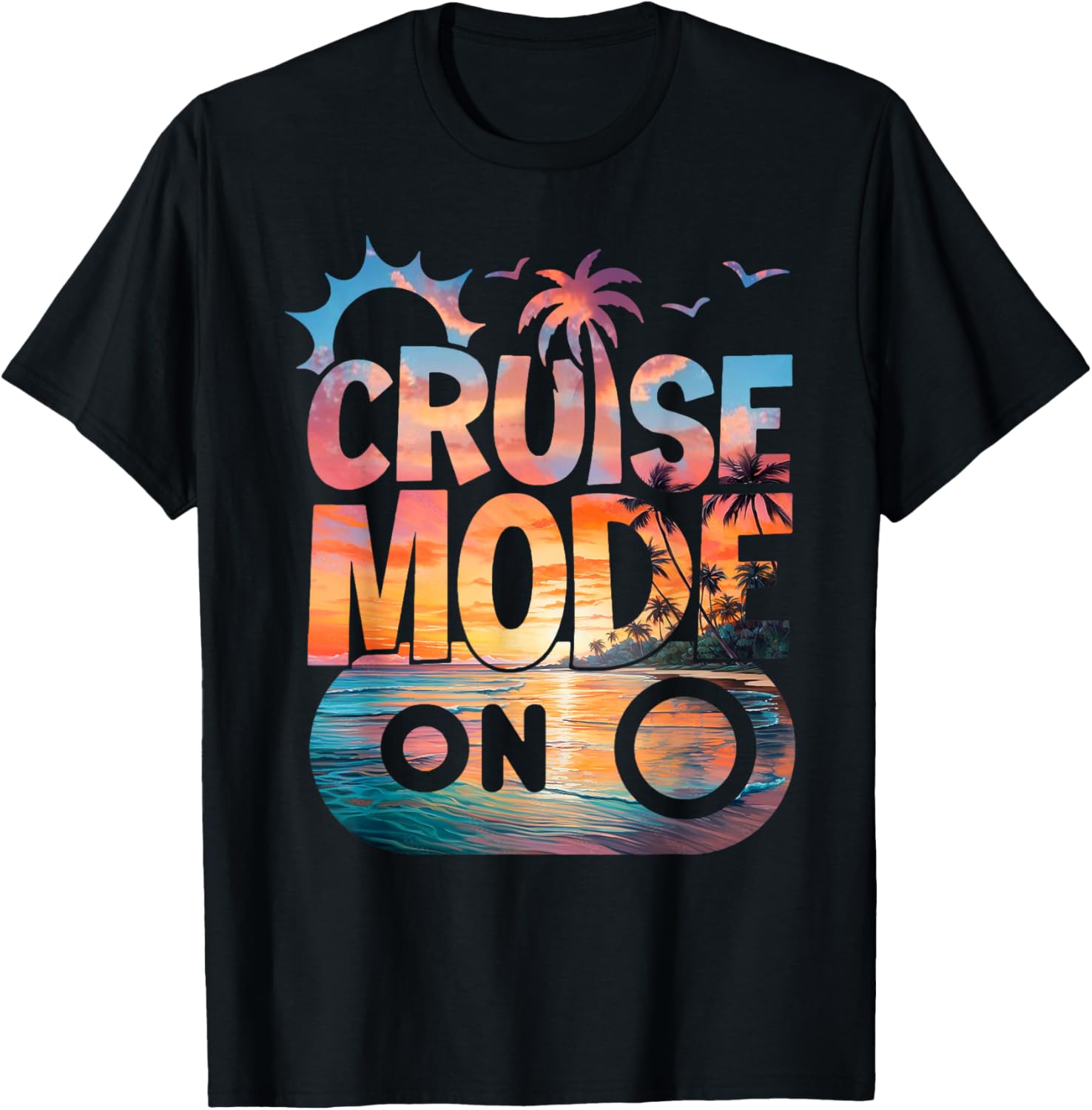 Cruise Mode On Tropical Sunset Family T-Shirt for Fun Vacation Vibes - 11