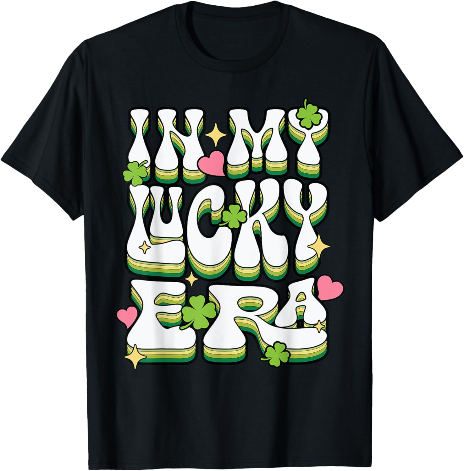 St Patricks Day Lucky Era Funny Irish Shamrock Groovy T-Shirt - 10