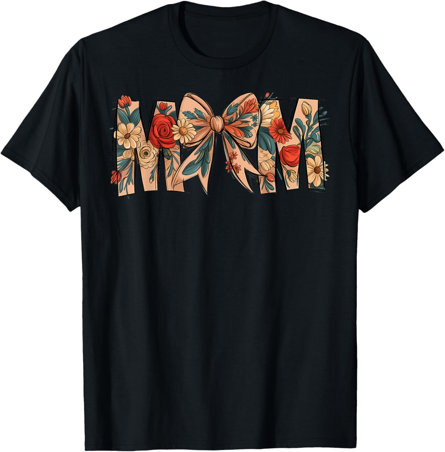Charming Floral Coquette Bow T-Shirt for Moms on Mother's Day - 26