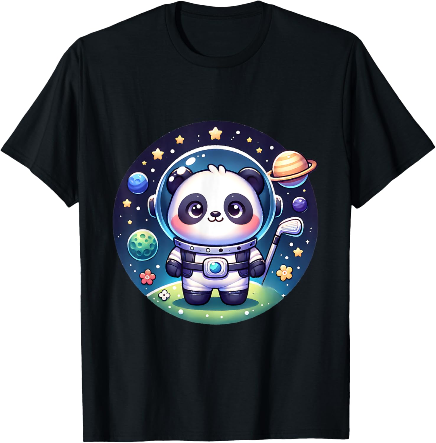 Cosmic Golfer Panda Bear Astronaut T-Shirt for Golf Lovers - 8