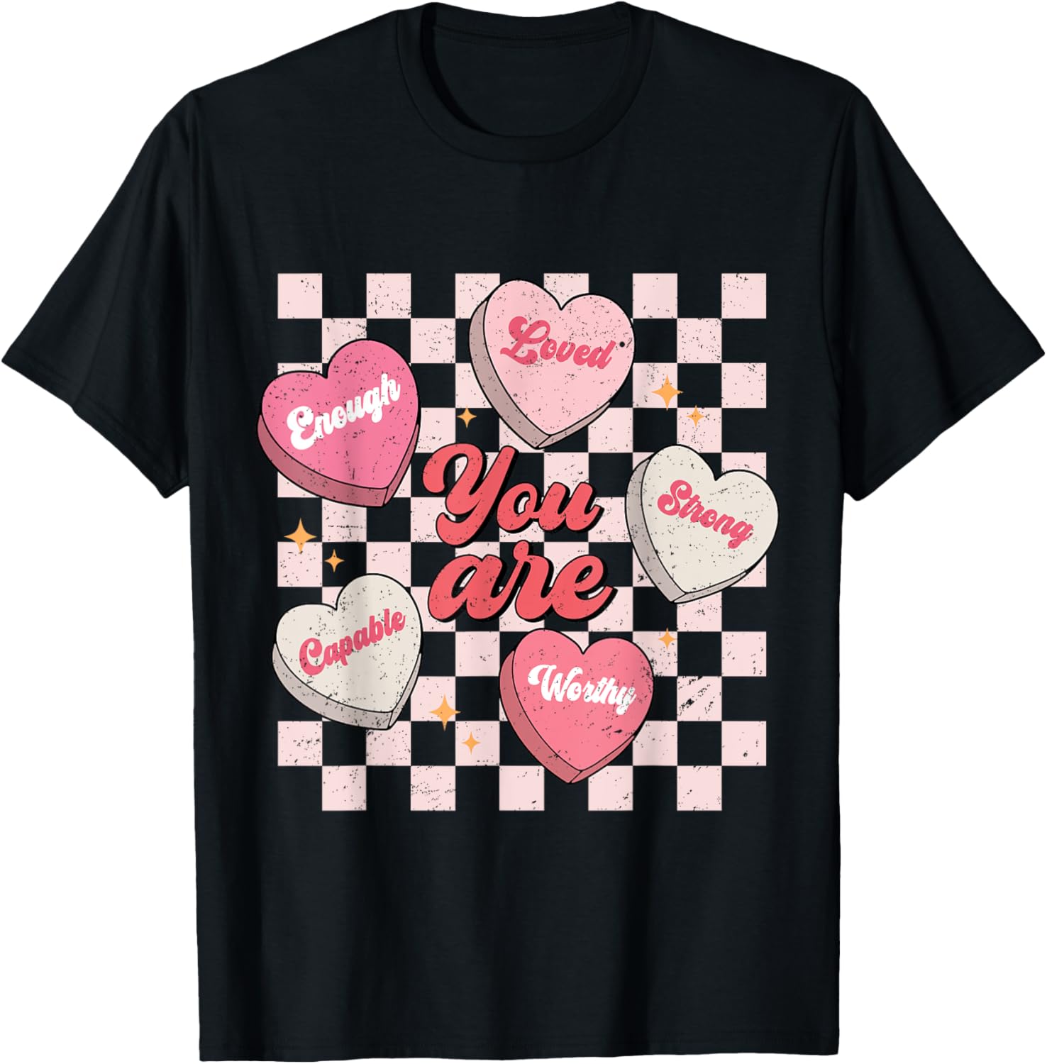 Cute Affirmations Candy Heart Teacher Valentine's Day T-Shirt for Women - 1