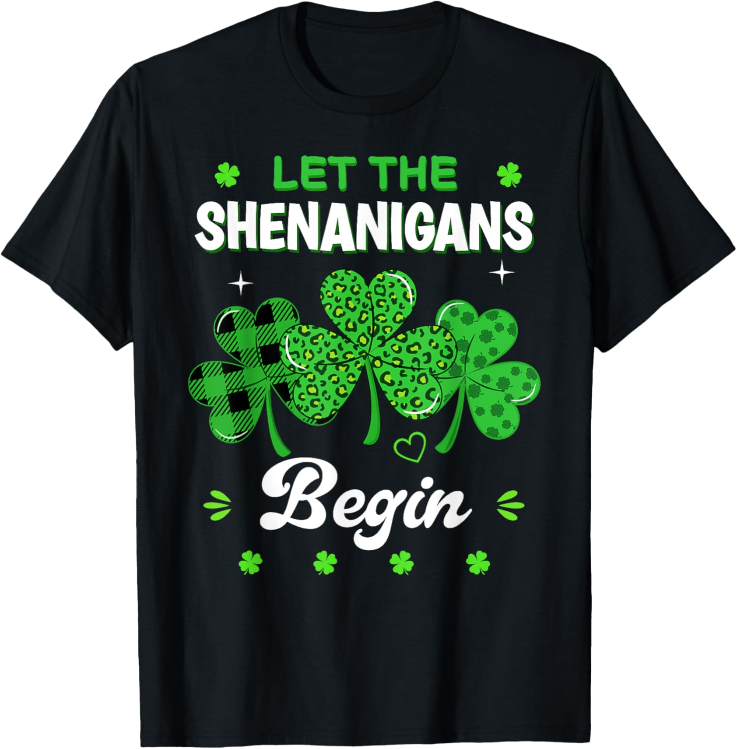 St Patricks Day Shamrock Leopard Print T-Shirt for Men and Women - 9