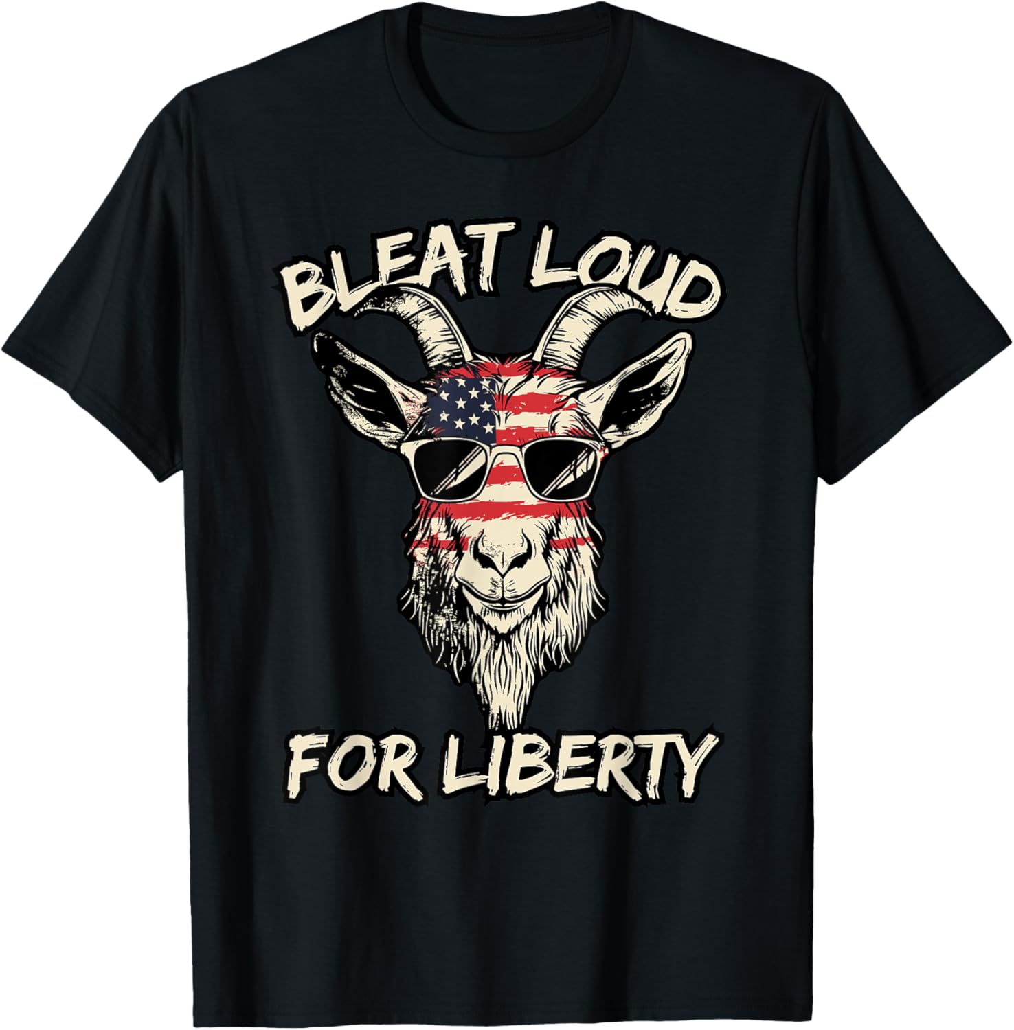 Cool American Goat in Sunglasses USA Flag T-Shirt for Patriotic Style - 16