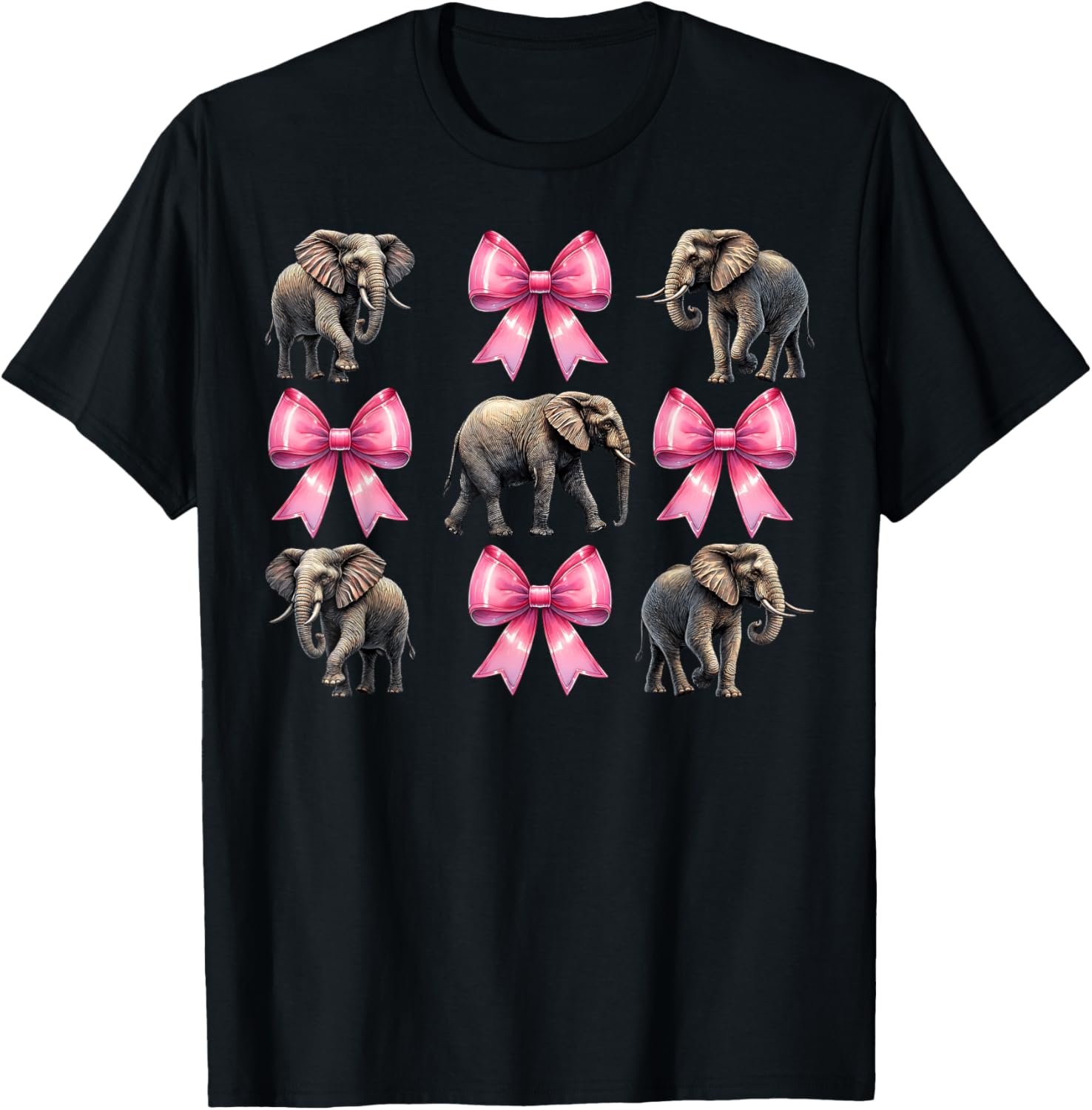 Coquette Bow Elephant Girl Mom Pink T-Shirt for Mother's Day Gift - 1
