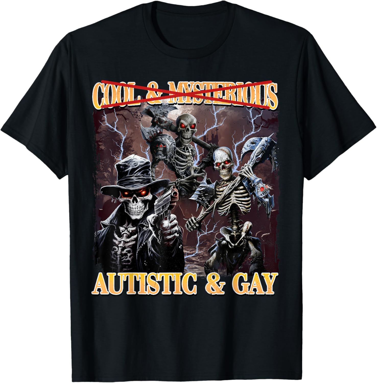 Funny Skeleton Meme T-Shirt for Autistic and Gay Pride Enthusiasts - 1