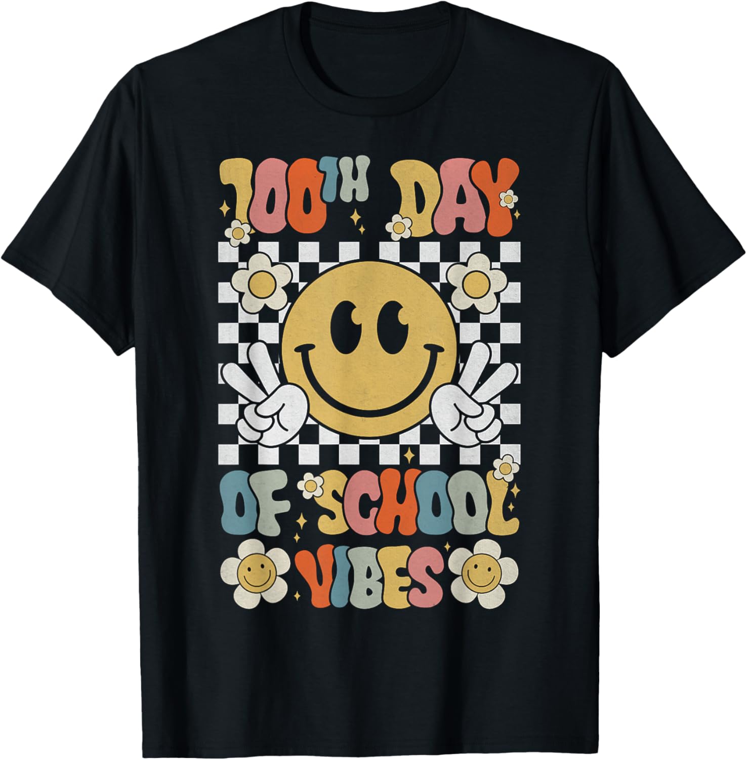 Cute 100th Day of School Smile Face T-Shirt for Kids Celebration - 1