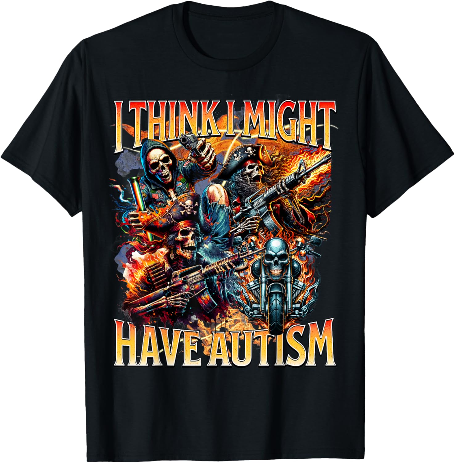 Funny Autism Awareness Meme Skeleton T-Shirt for Autistic Pride - 2