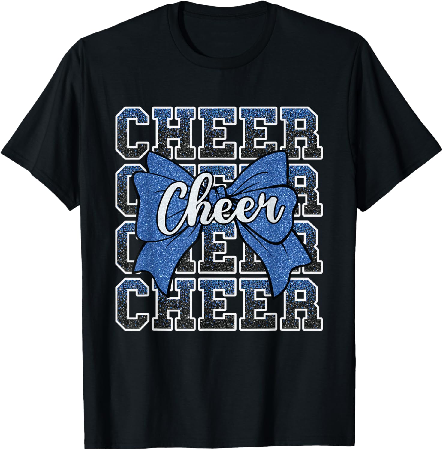 Coquette Blue Cheer Bow T-Shirt for Cheerleaders - Stylish Sport Apparel - 1