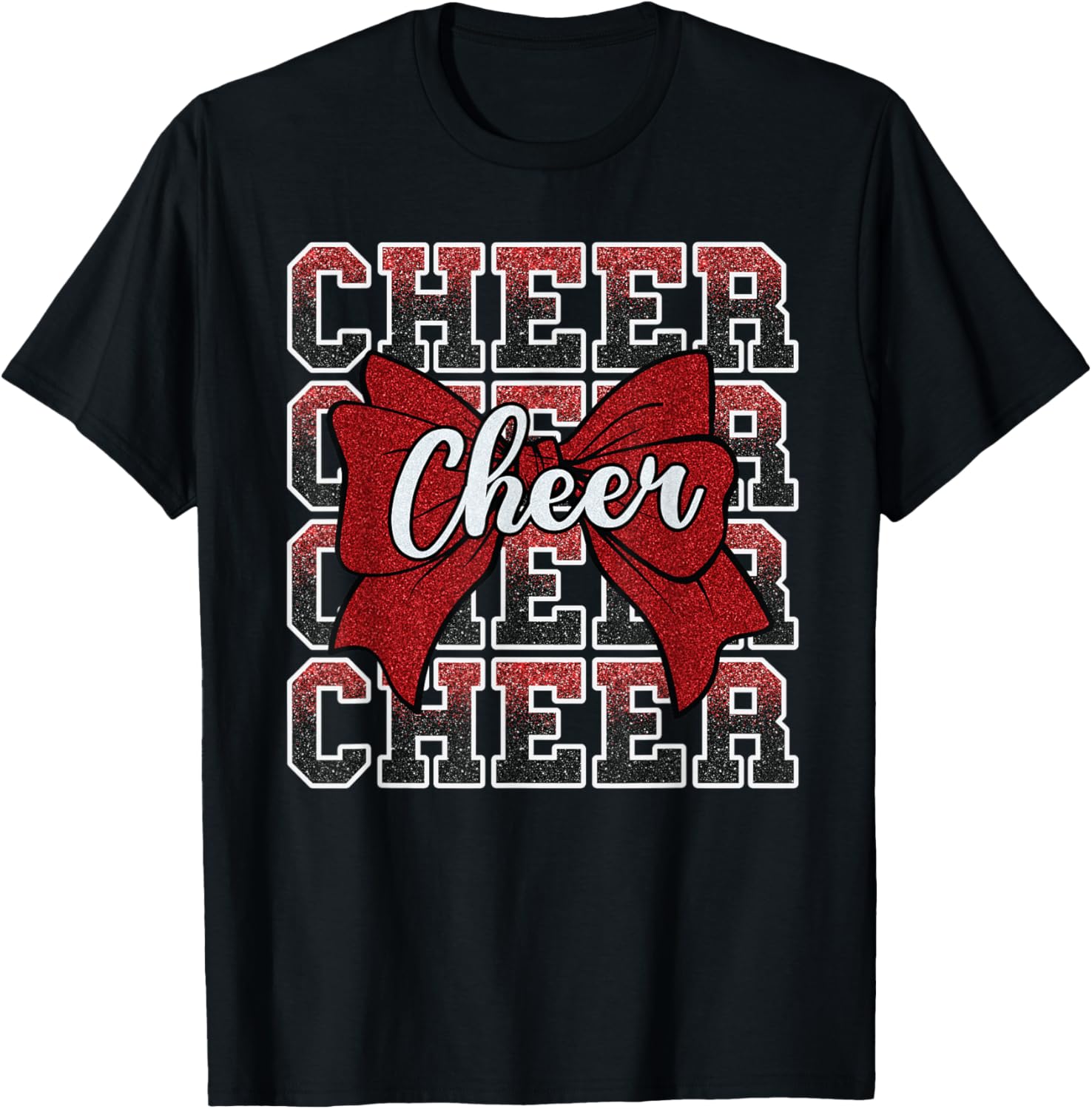 Coquette Cheer Bow Funny Sport Cheerleader Red T-Shirt for Cheer Fans - 21