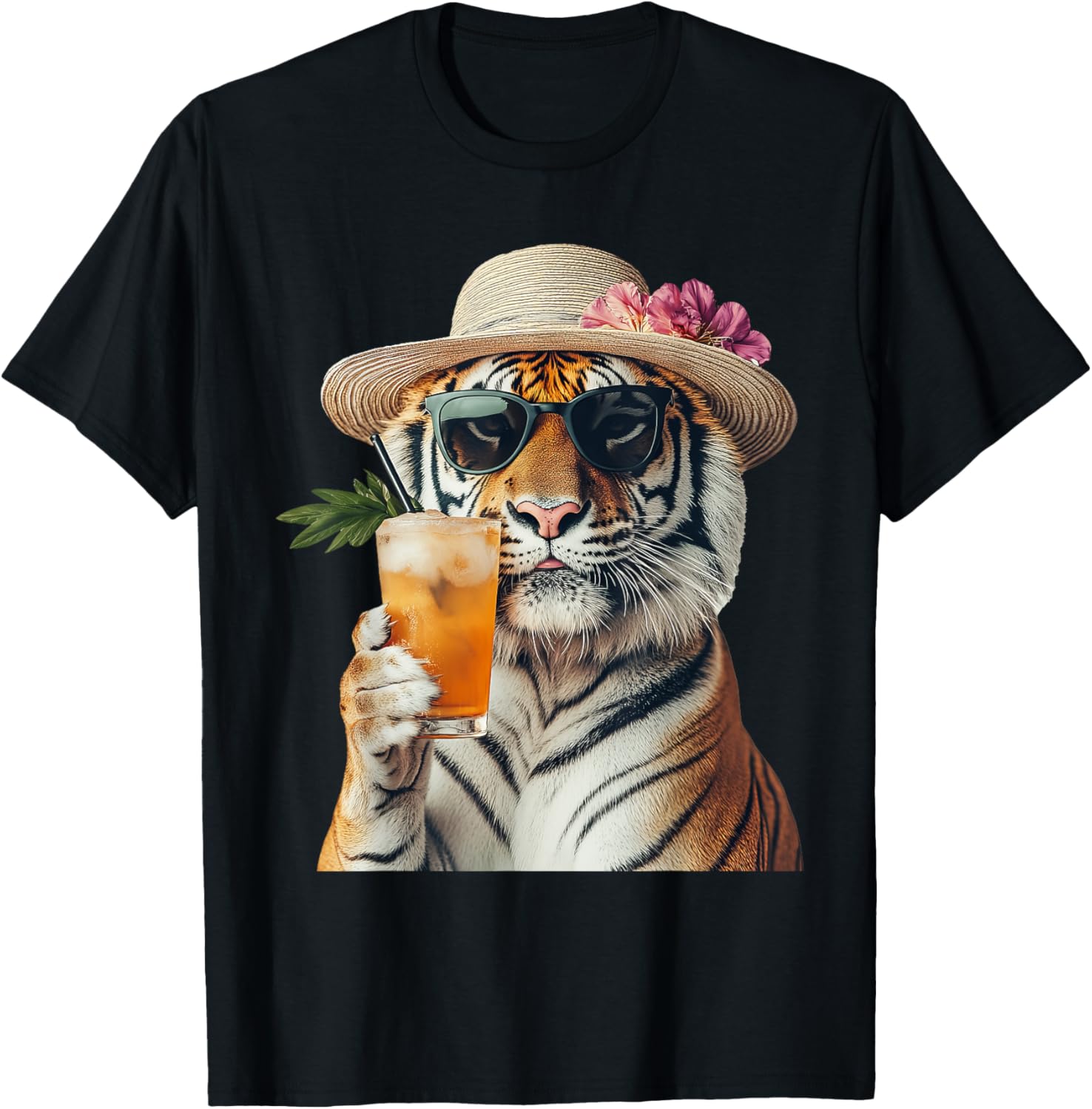 Stylish Tiger Cocktail T-Shirt for Fun Casual Wear and Unique Style - 2