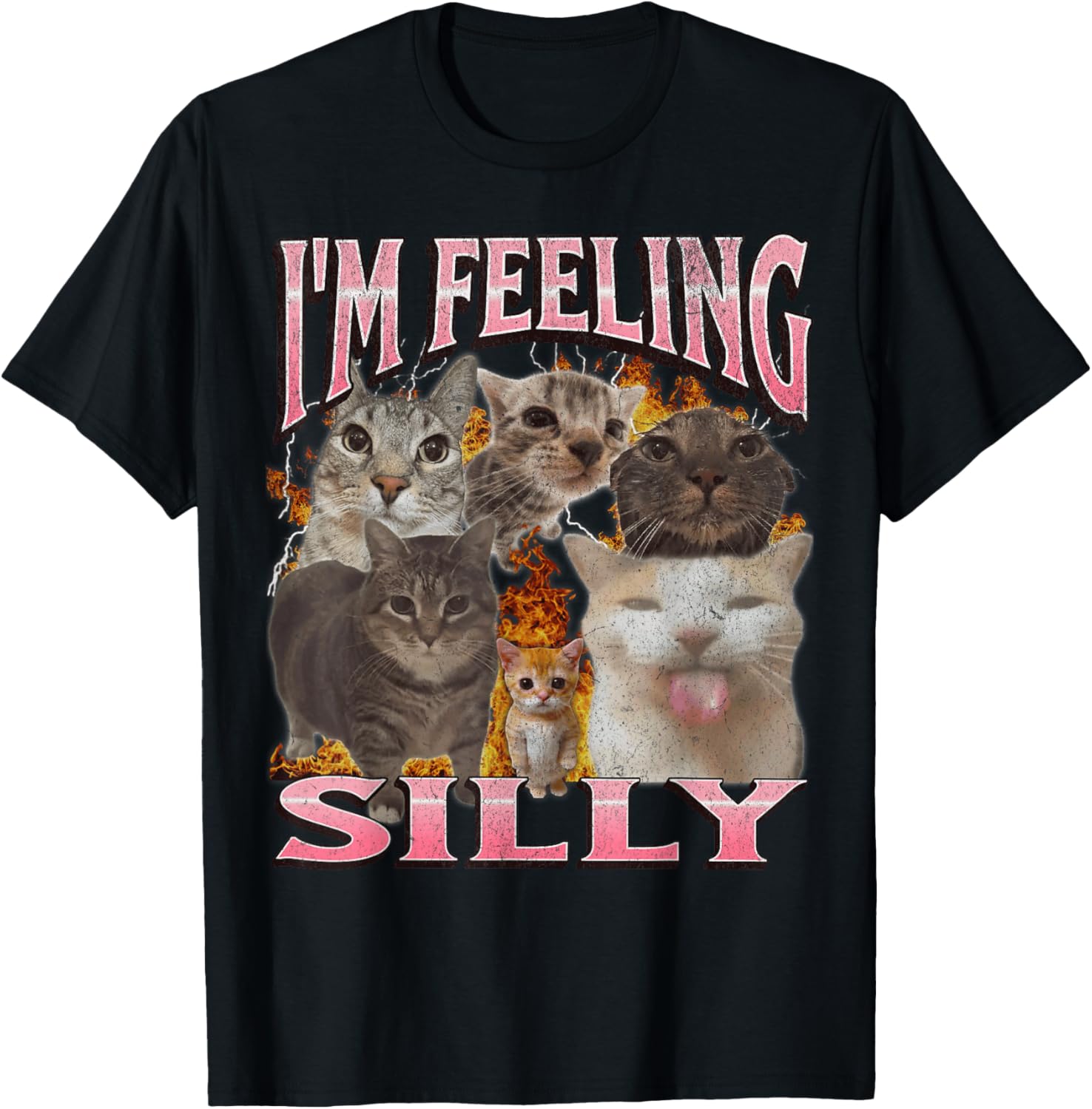 Funny Cat Meme Graphic T-Shirt for Men and Women - I'm Feeling Silly - 1