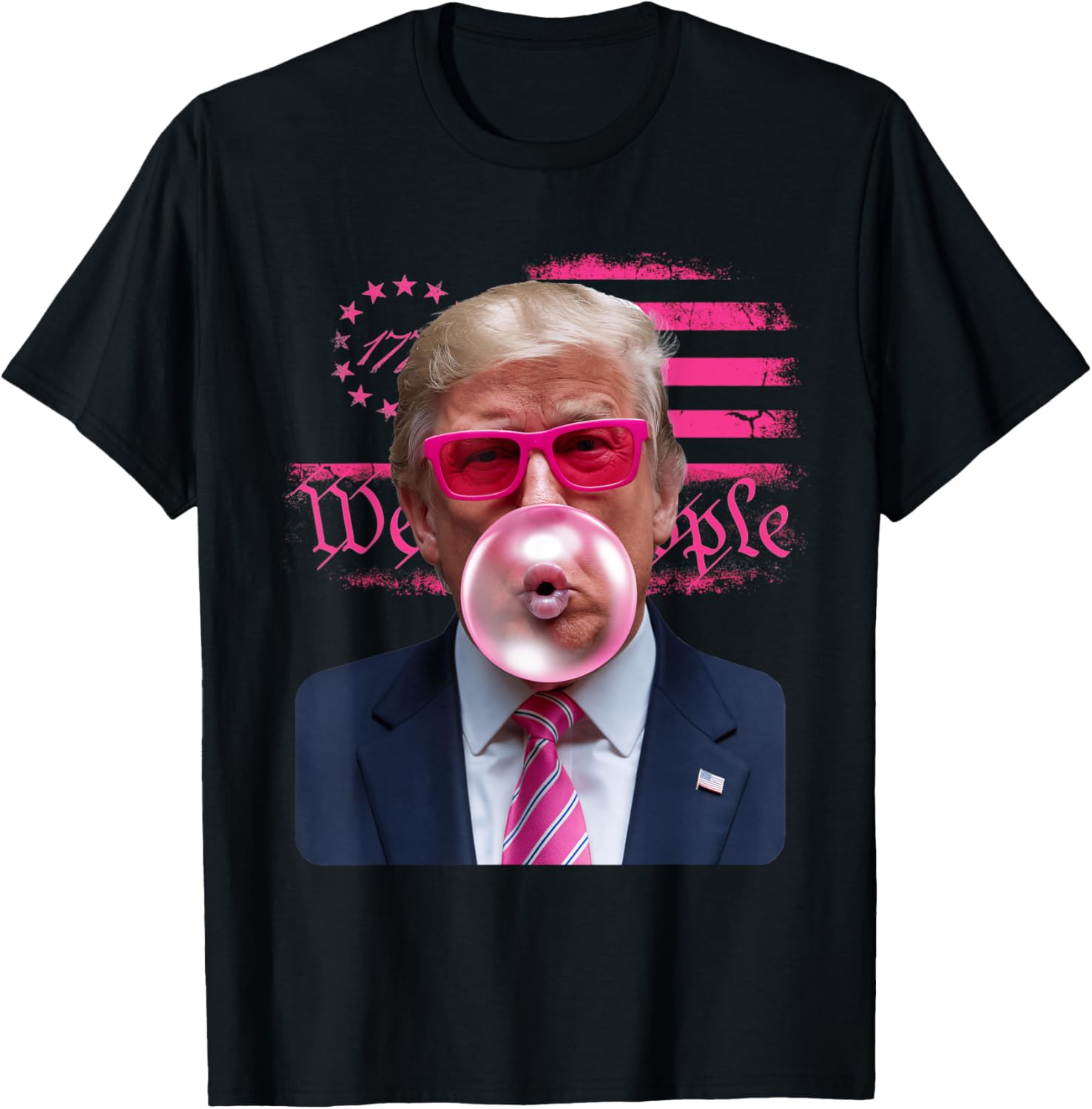 Trump Pink Glasses Bubble Gum 4th of July American Flag T-Shirt - 26