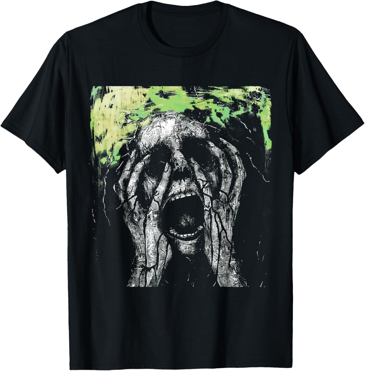 Skull Grunge Goth T-Shirt with Scary Screaming Face for Alternative Style - 1