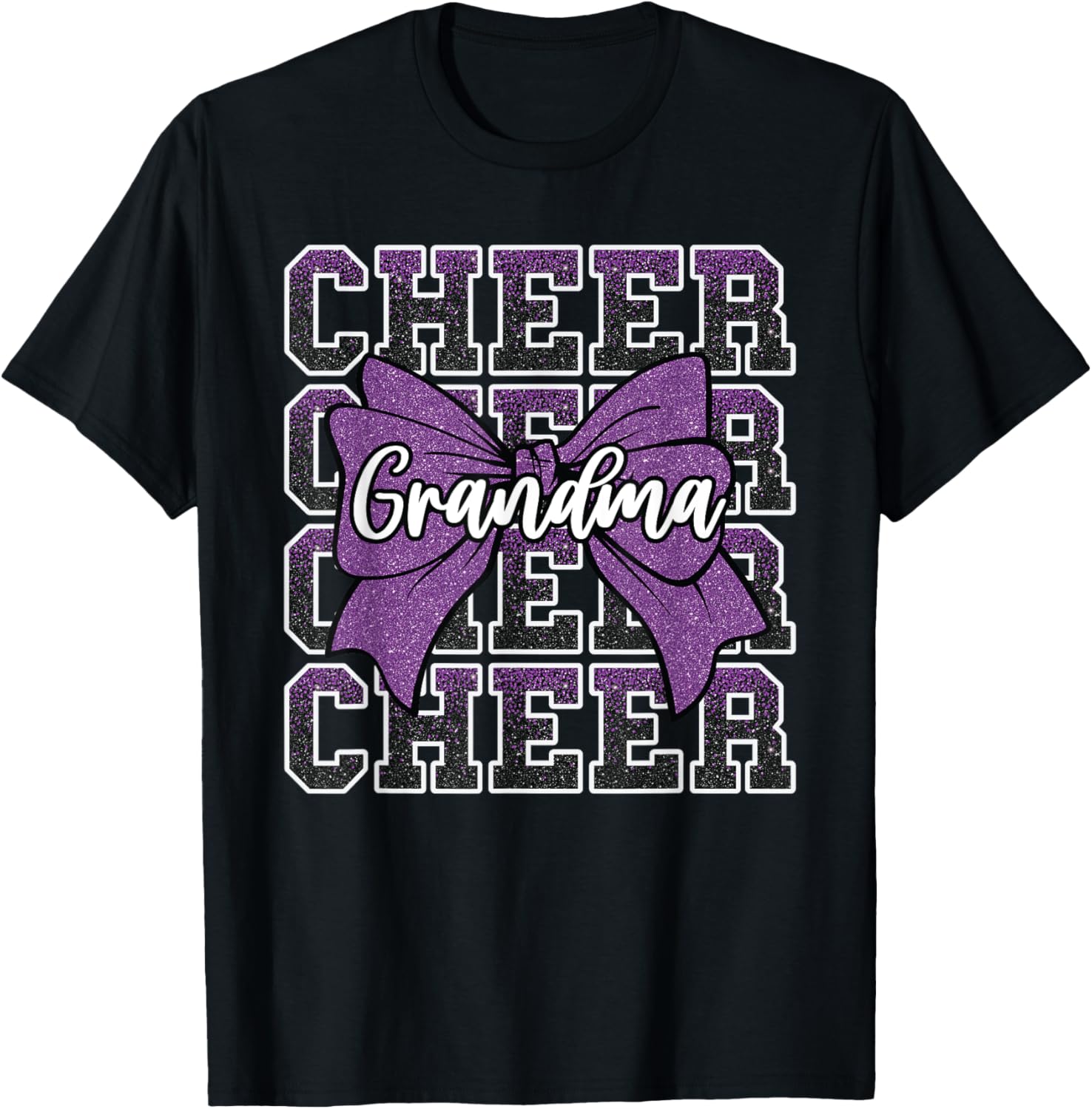 Cheer Grandma Bow Sport Purple T-Shirt for Cheerleaders and Fans - 10