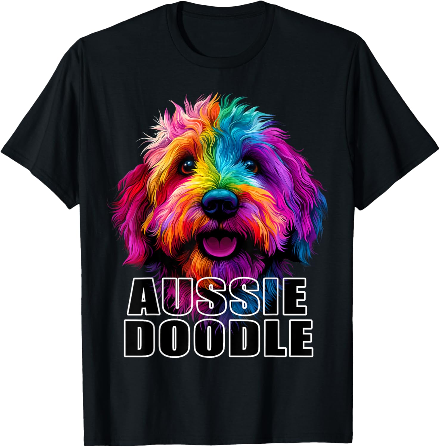 Colorful Aussiedoodle Puppy Lover T-Shirt for Men, Women, and Kids - 1
