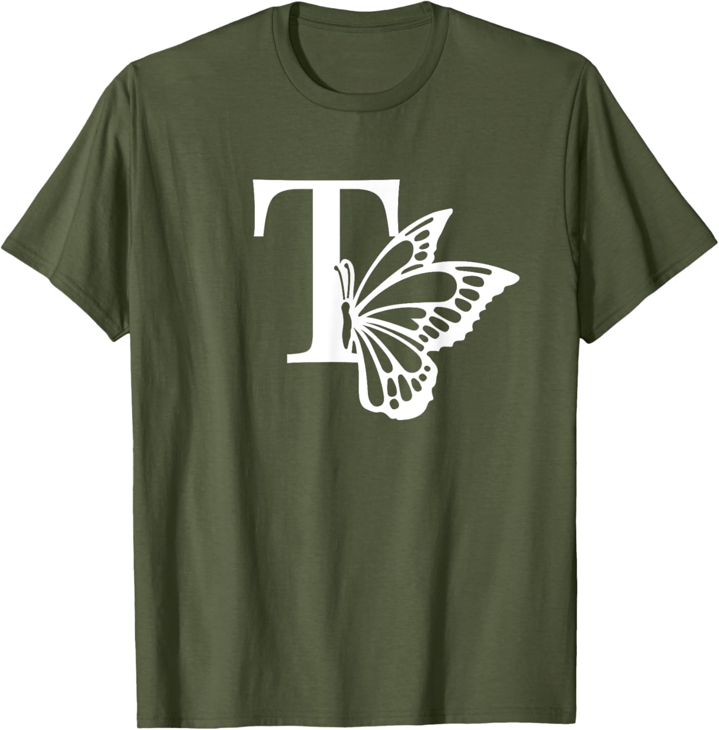 Butterfly Monogram Initial T T-Shirt Stylish Alphabet Tee for Women - 16