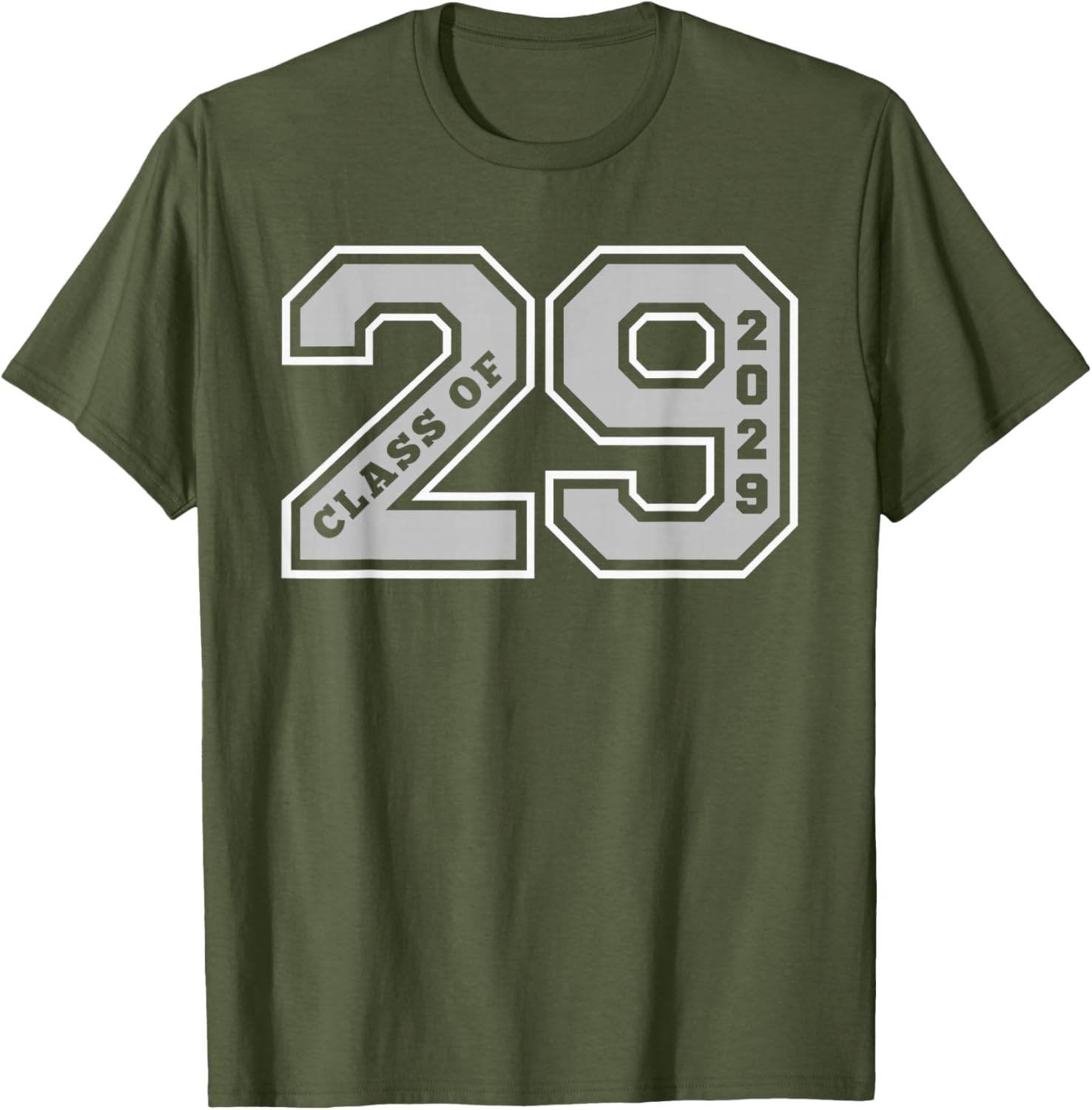Class of 2029 Grey Letterman Style Grad Gift T-Shirt for Celebrations - 9