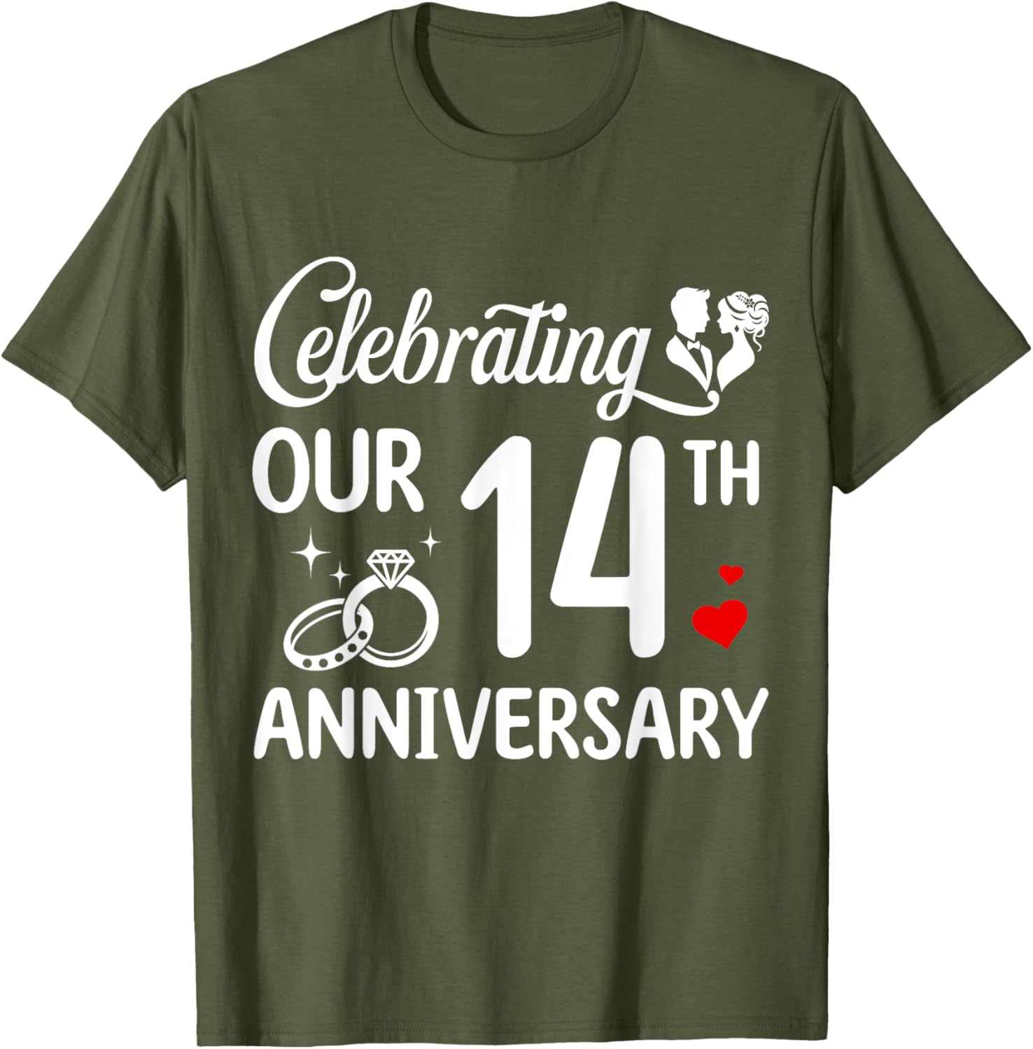 14th Wedding Anniversary T-Shirt for Couples - Celebrate 14 Years of Love - 3