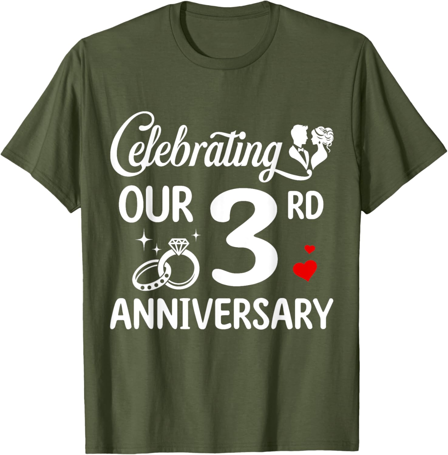 3rd Wedding Anniversary T-Shirt for Couples Celebrating 3 Years of Love - 13