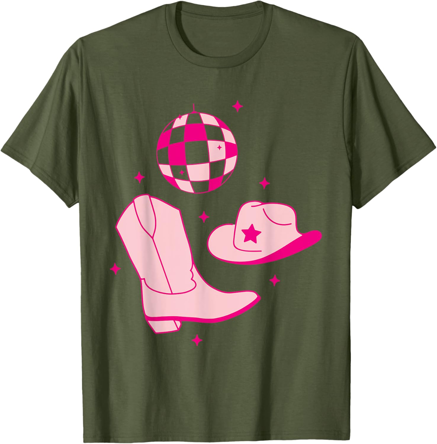 Cute Cowgirl Coquette Pink T-Shirt for Women and Girls - Rodeo Style - 8
