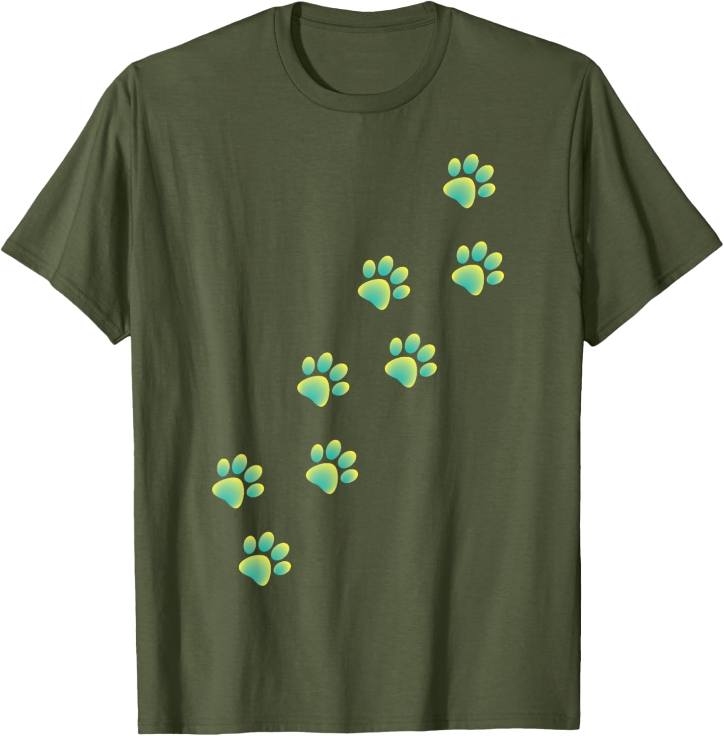 Cute Cat Paws Yellow Teal Graphic T-Shirt for Cat Lovers of All Ages - 7