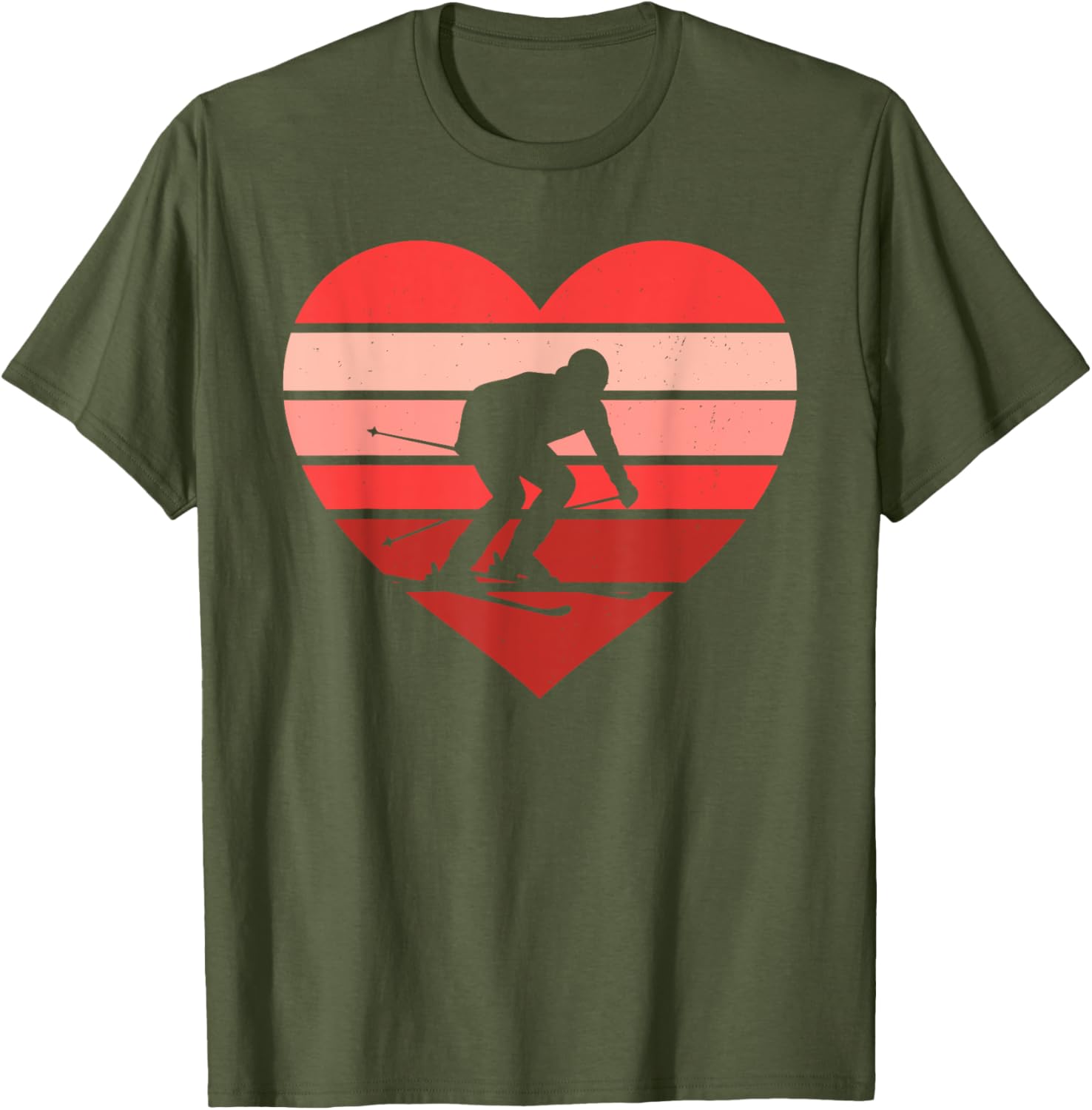 Retro Heart Skiing T-Shirt for Kids, Women, and Men - Vintage Valentine's Day Style - 4