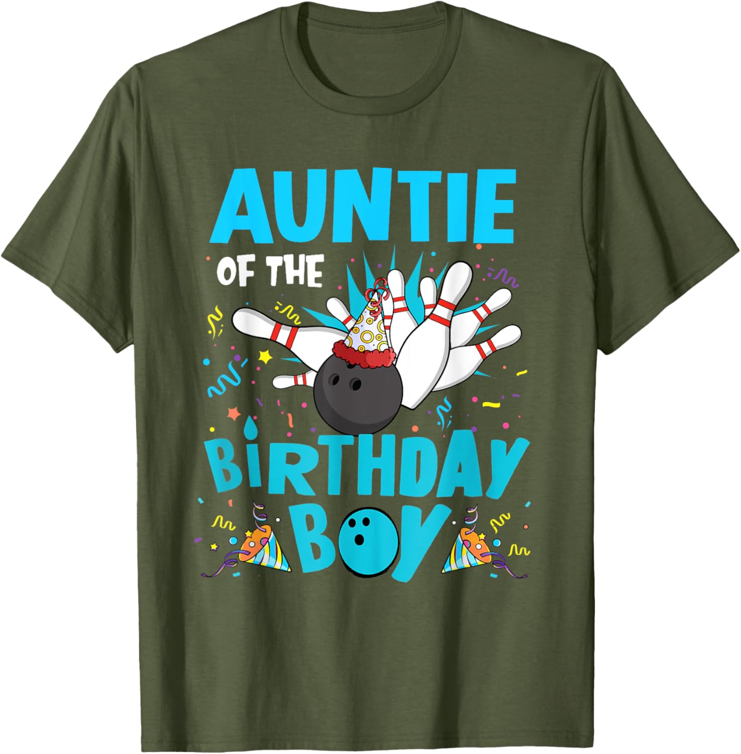 Auntie of the Birthday Boy Bowling T-Shirt for Family Fun Matching Outfits - 19
