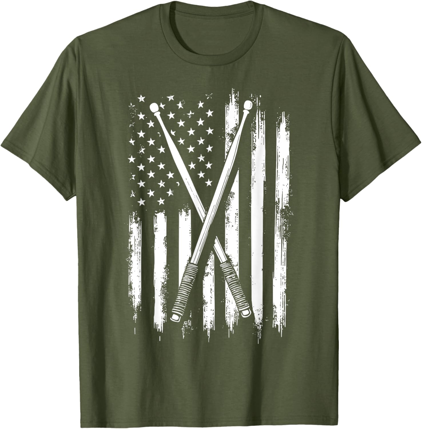 American Flag Drumsticks T-Shirt for Proud USA Drummers - 3