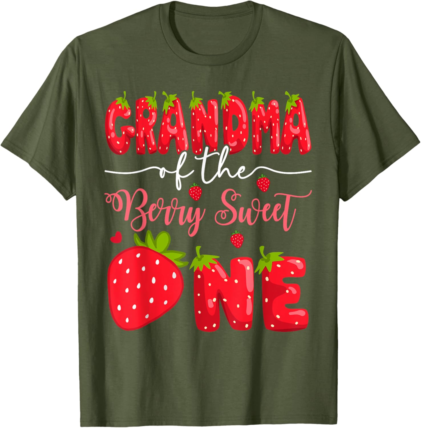 Adorable Grandma of the Berry Sweet One 1st Birthday Strawberry T-Shirt - 1