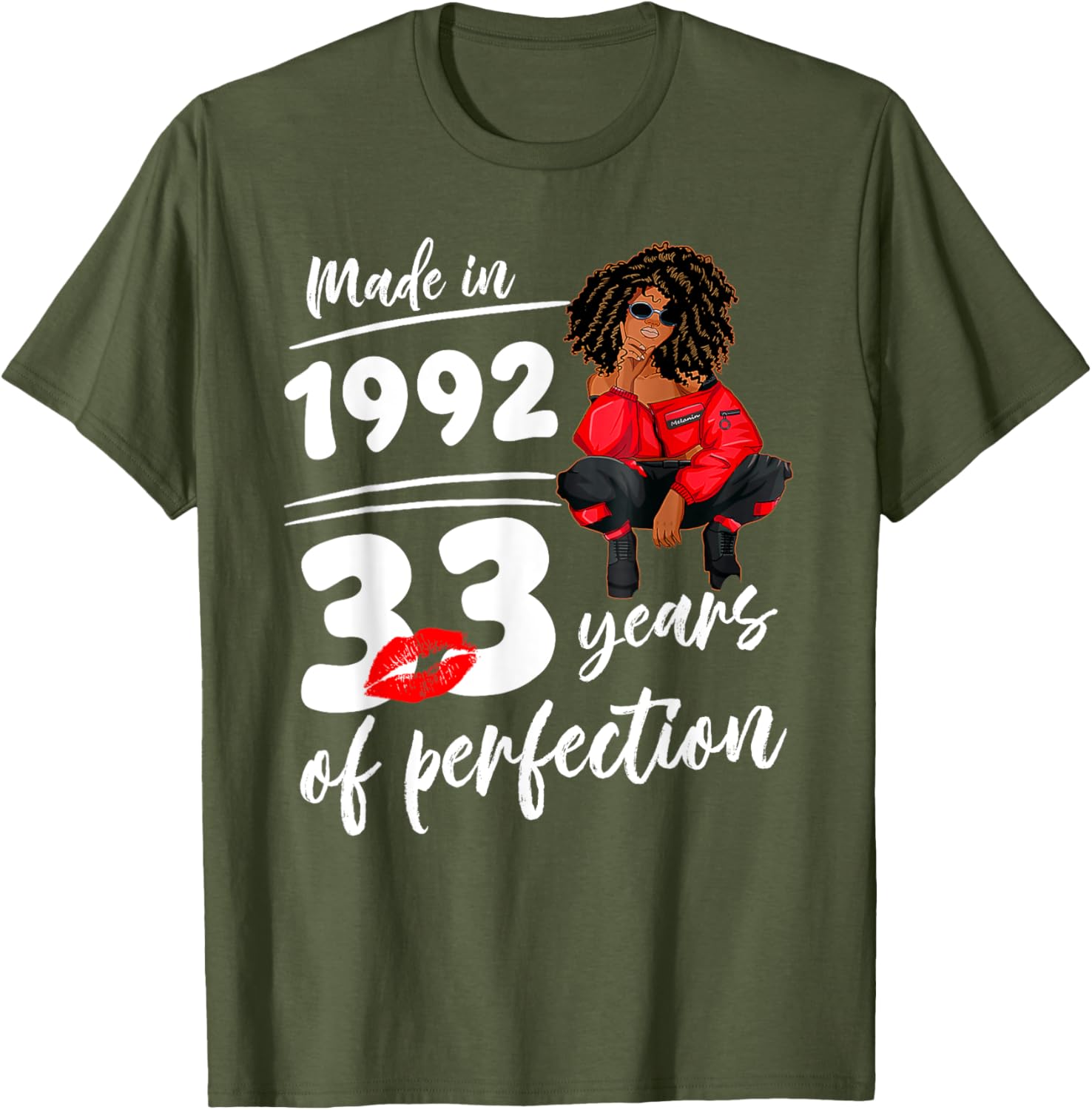 Birthday T-Shirt for Melanin Women - Made in 1992, 33 Years of Perfection - 7