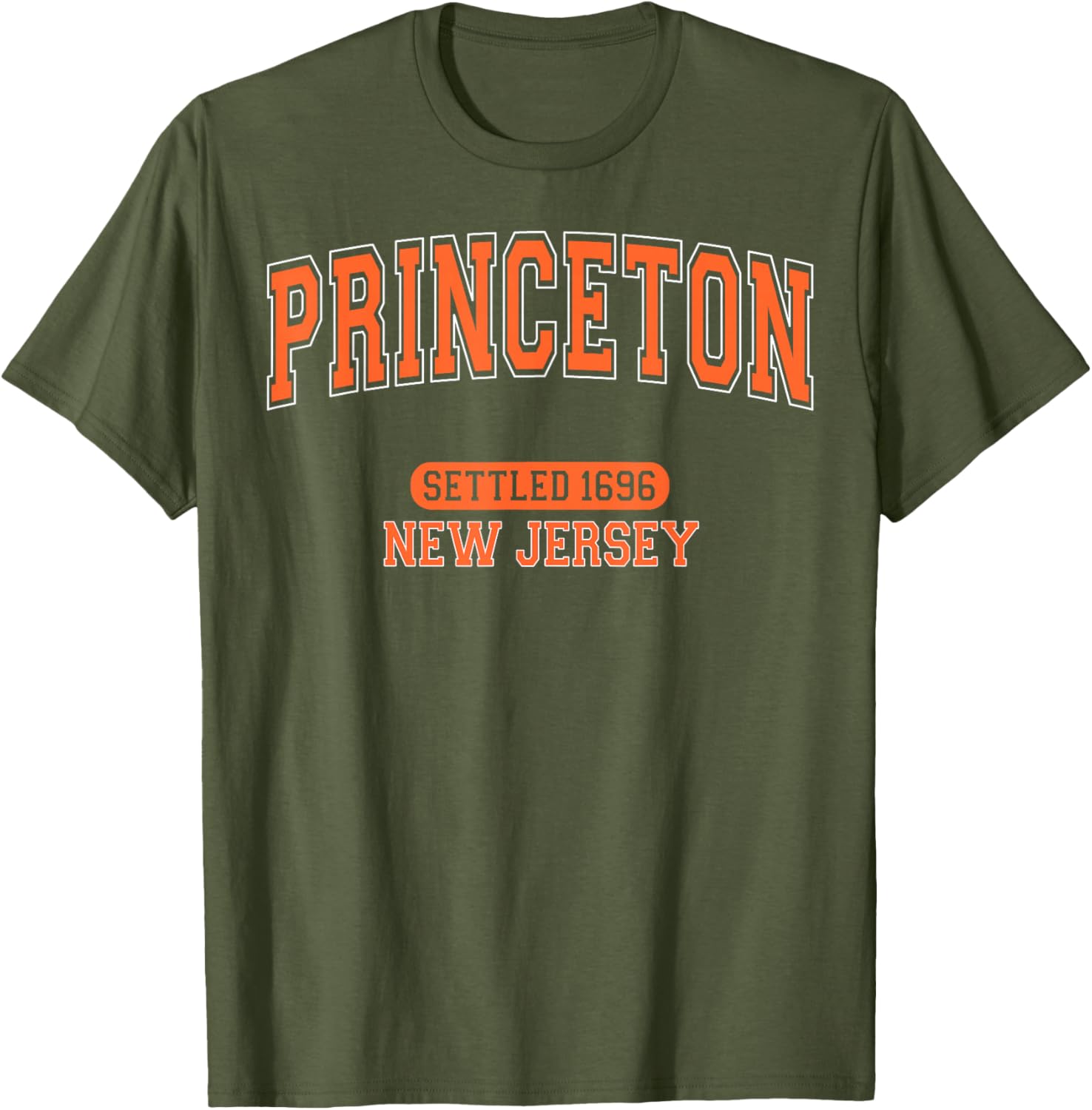 Vintage Arched Orange T-Shirt Celebrating Princeton New Jersey 1696 - 21