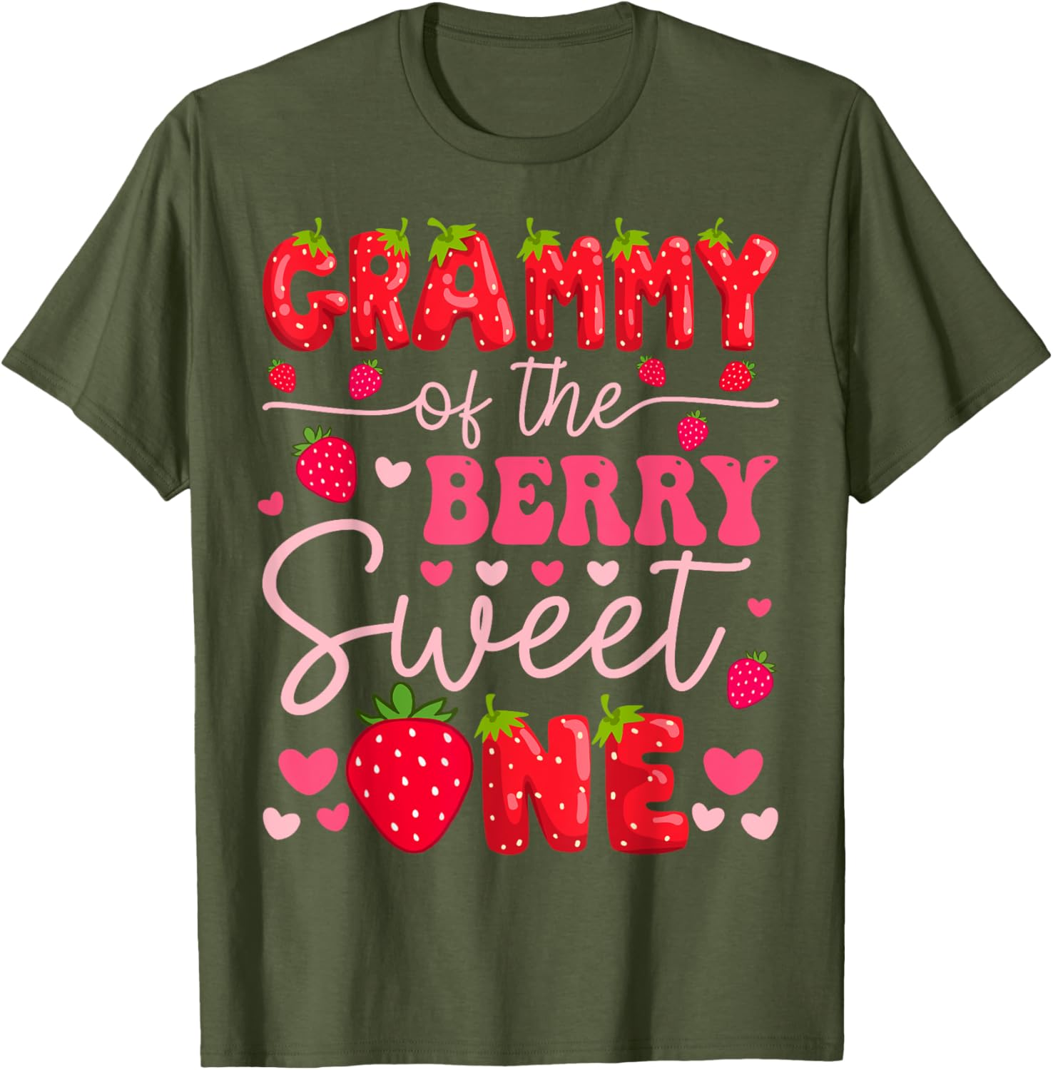 Adorable Strawberry Themed 1st Birthday Girl T-Shirt for Grammy's Sweet One - 8