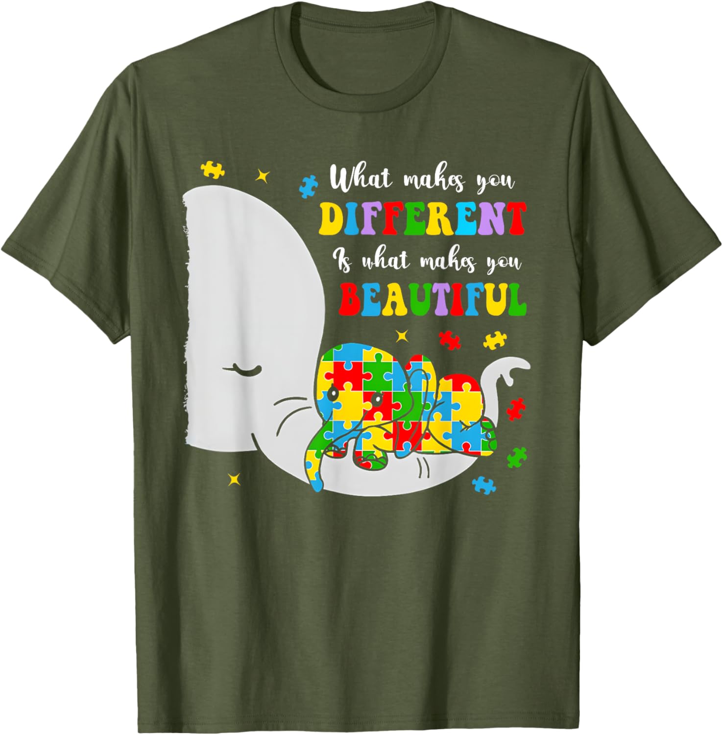 Unique Elephant Autism Awareness T-Shirt - Embrace Differences with Style - 12