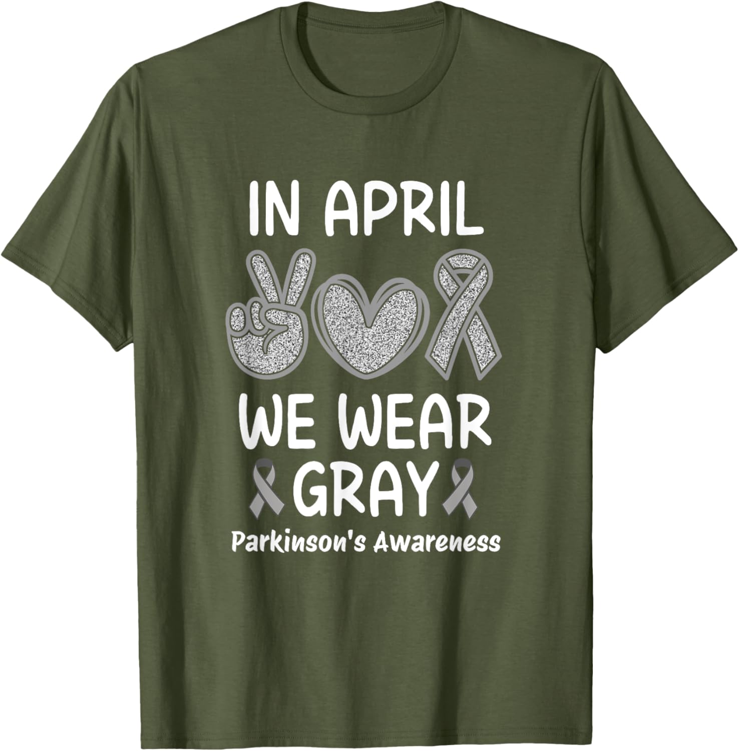 April Gray Parkinson's Awareness Ribbon T-Shirt for Support and Style - 1