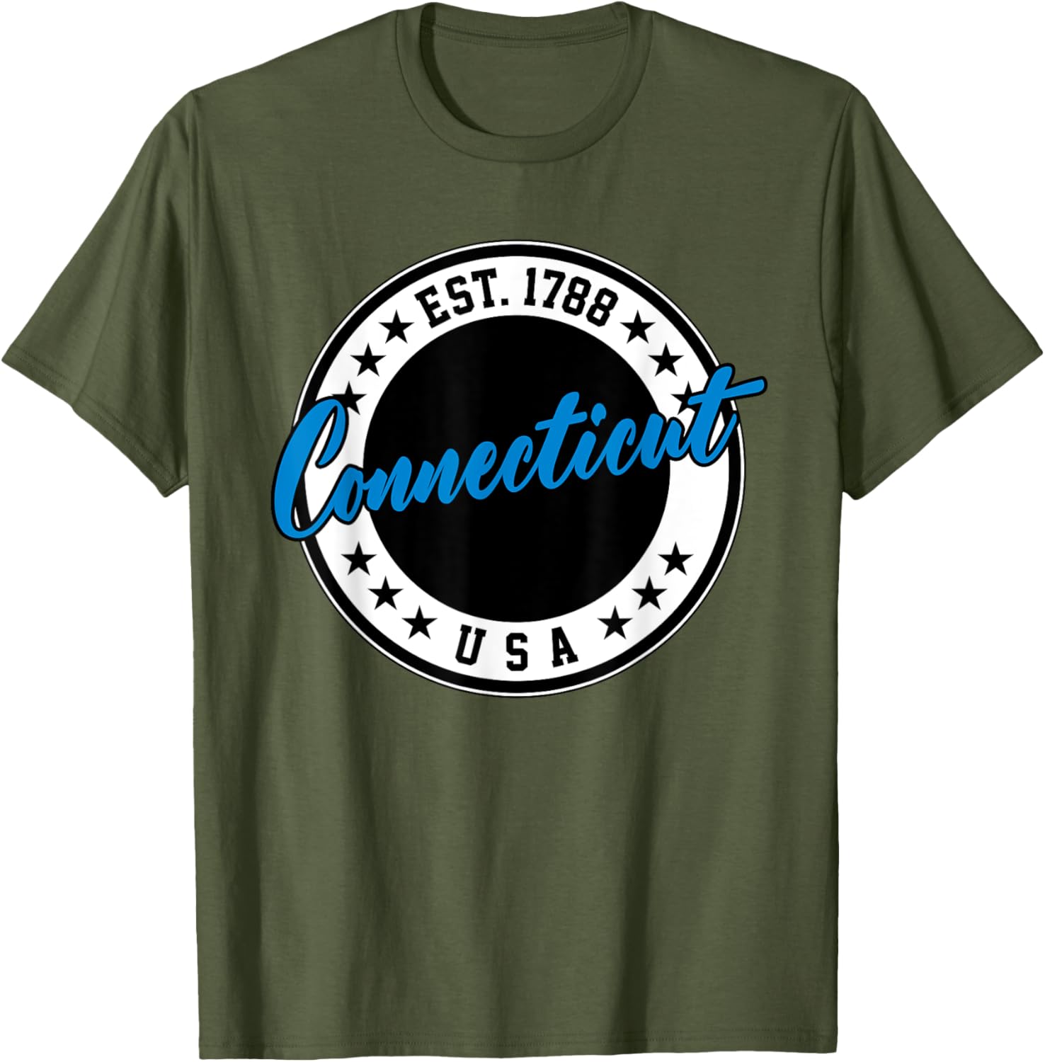 Connecticut USA Script Circle T-Shirt in Blue - Stylish Casual Wear - 4