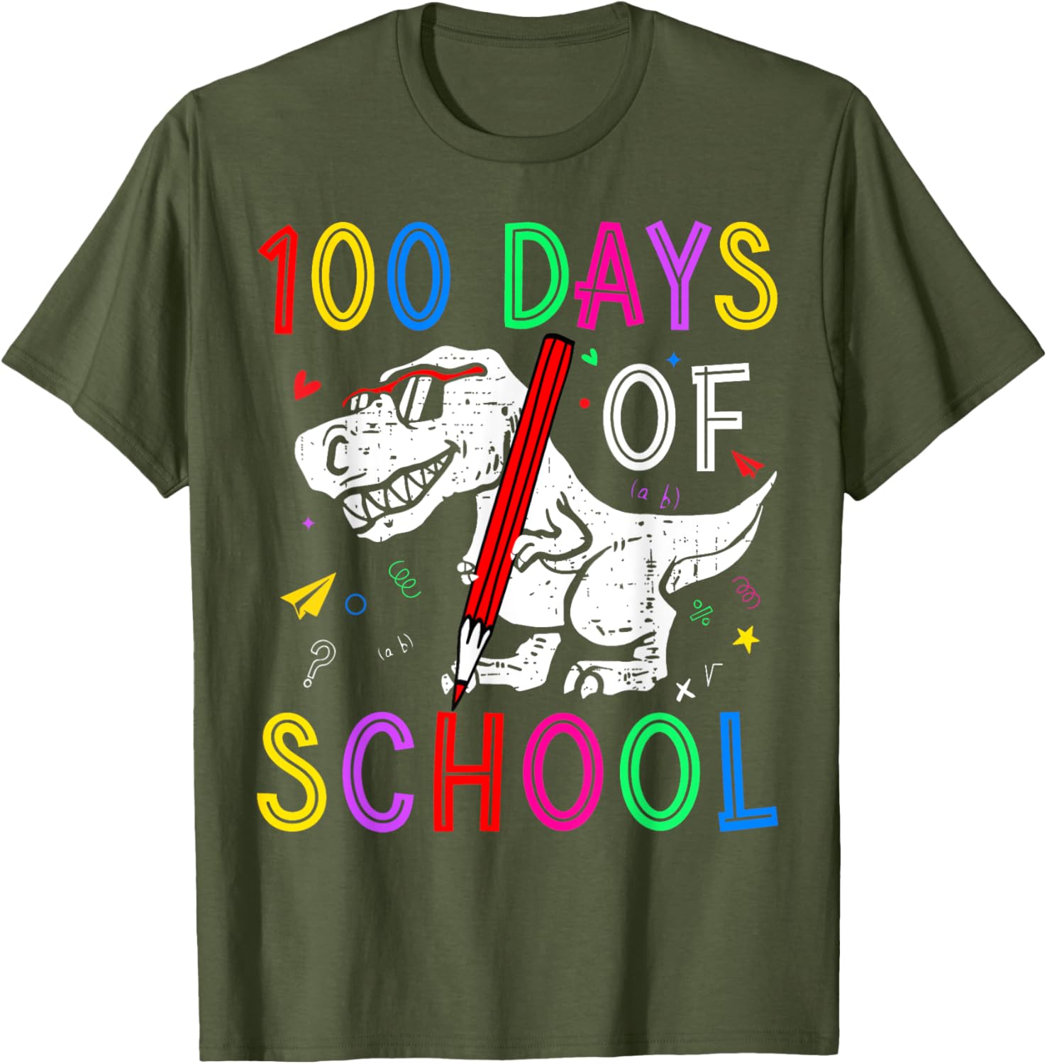 100 Days of School Dino T-Rex Kids T-Shirt for Teachers and Students - 18
