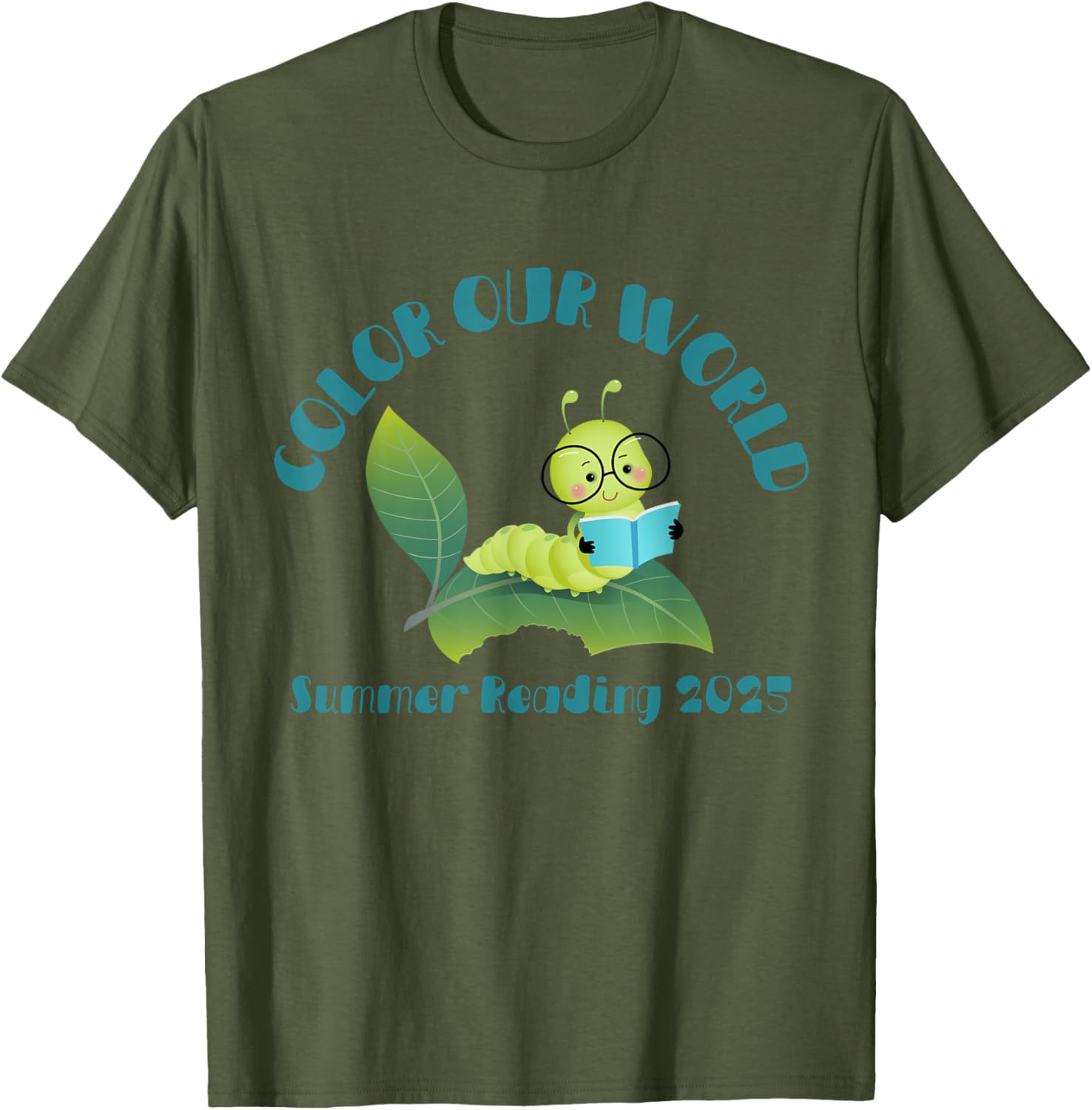Color Our World Summer 2025 Reading Program Book Worm T-Shirt for Kids - 23
