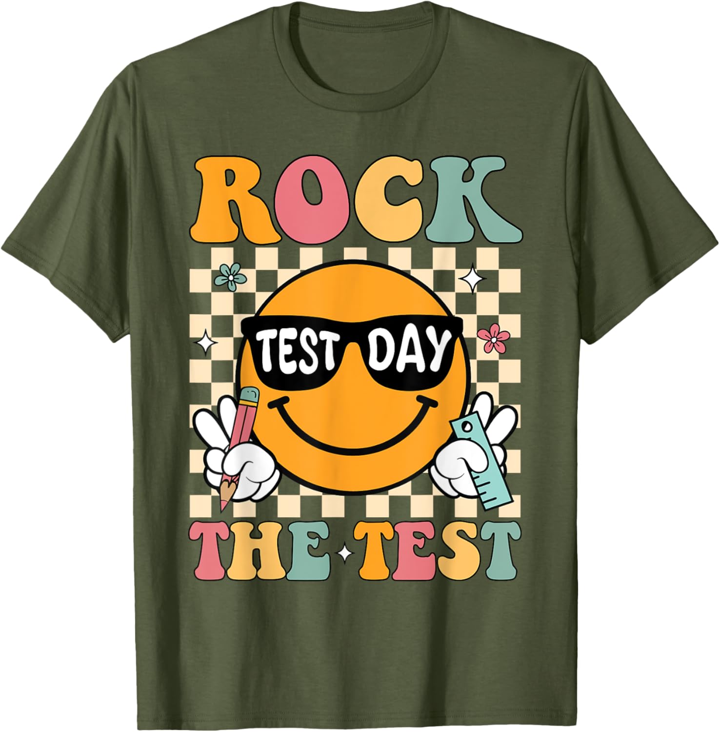 Test Day Rock The Test Teacher T-Shirt Motivational Gift for Educators - 16