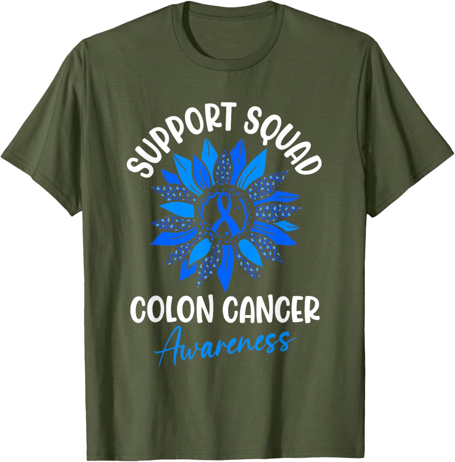 Colorectal Cancer Awareness Blue Ribbon Sunflower T-Shirt for Supporters - 20