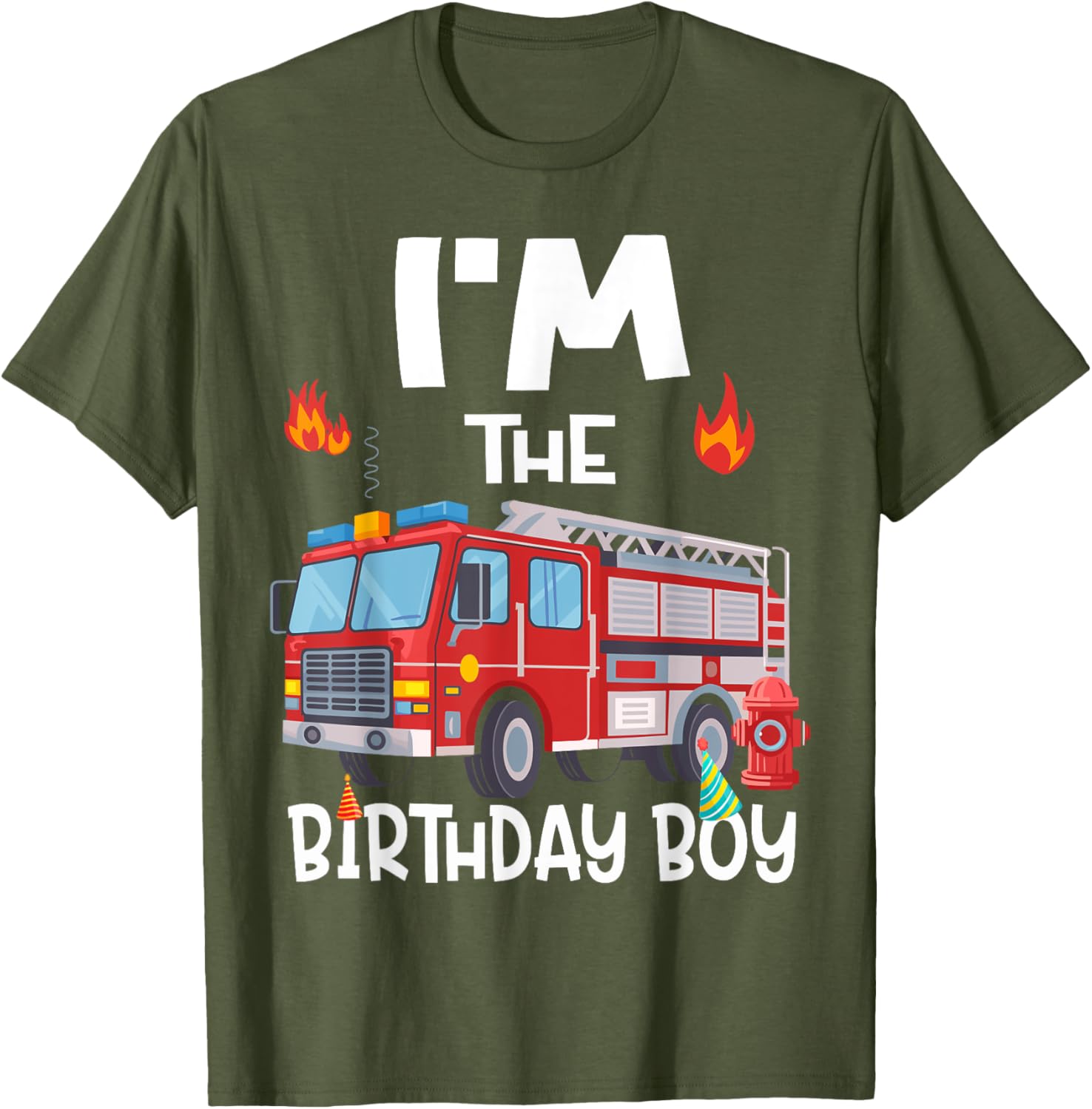 Birthday Boy Fire Truck Firefighter Family T-Shirt for Fun Celebrations - 9