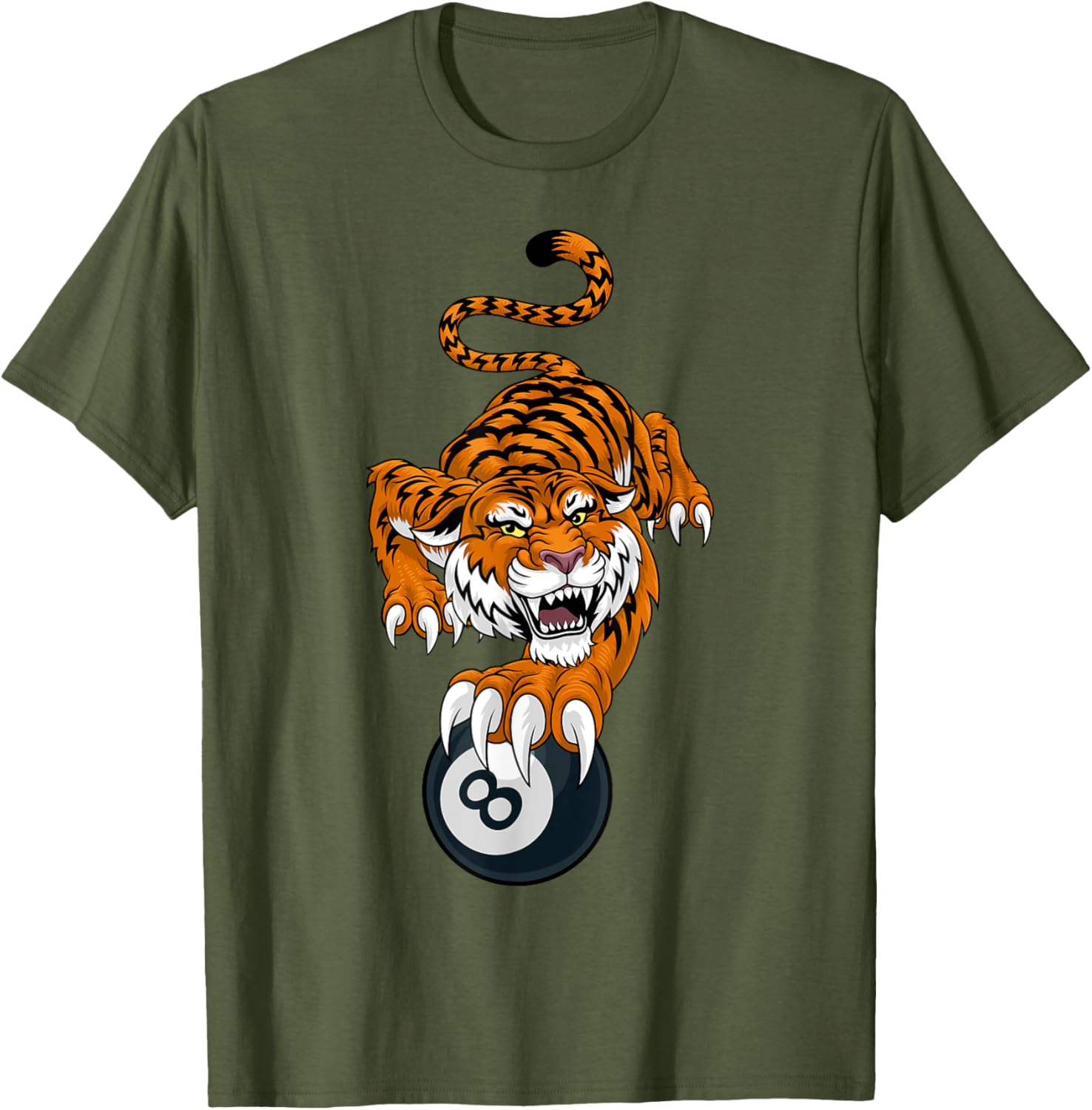Tiger Angry Pool 8 Ball Billiards Cartoon Character T-Shirt for Fun Style - 6