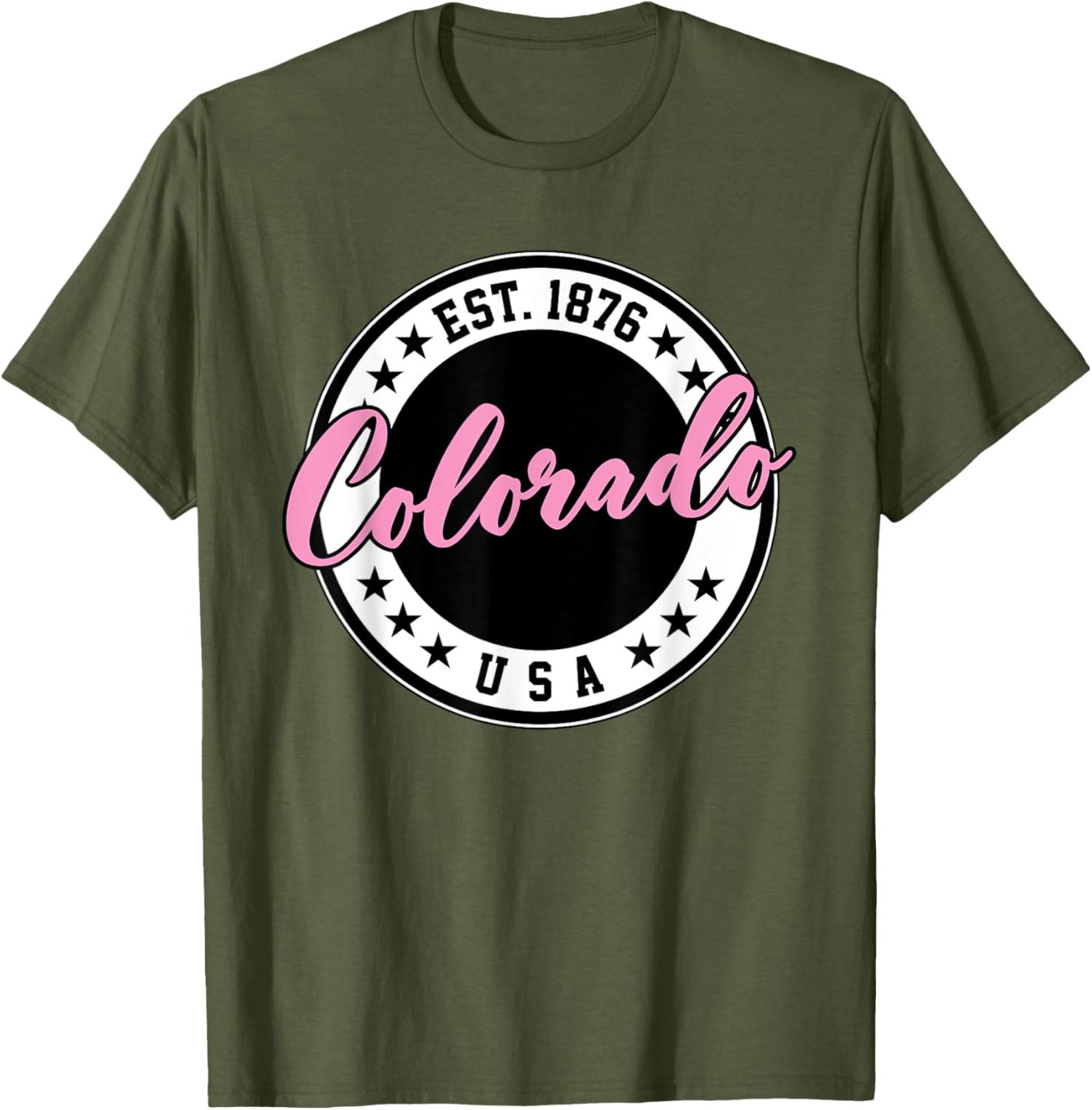 Colorado USA Script Circle Pink Text T-Shirt for Stylish Comfort - 12