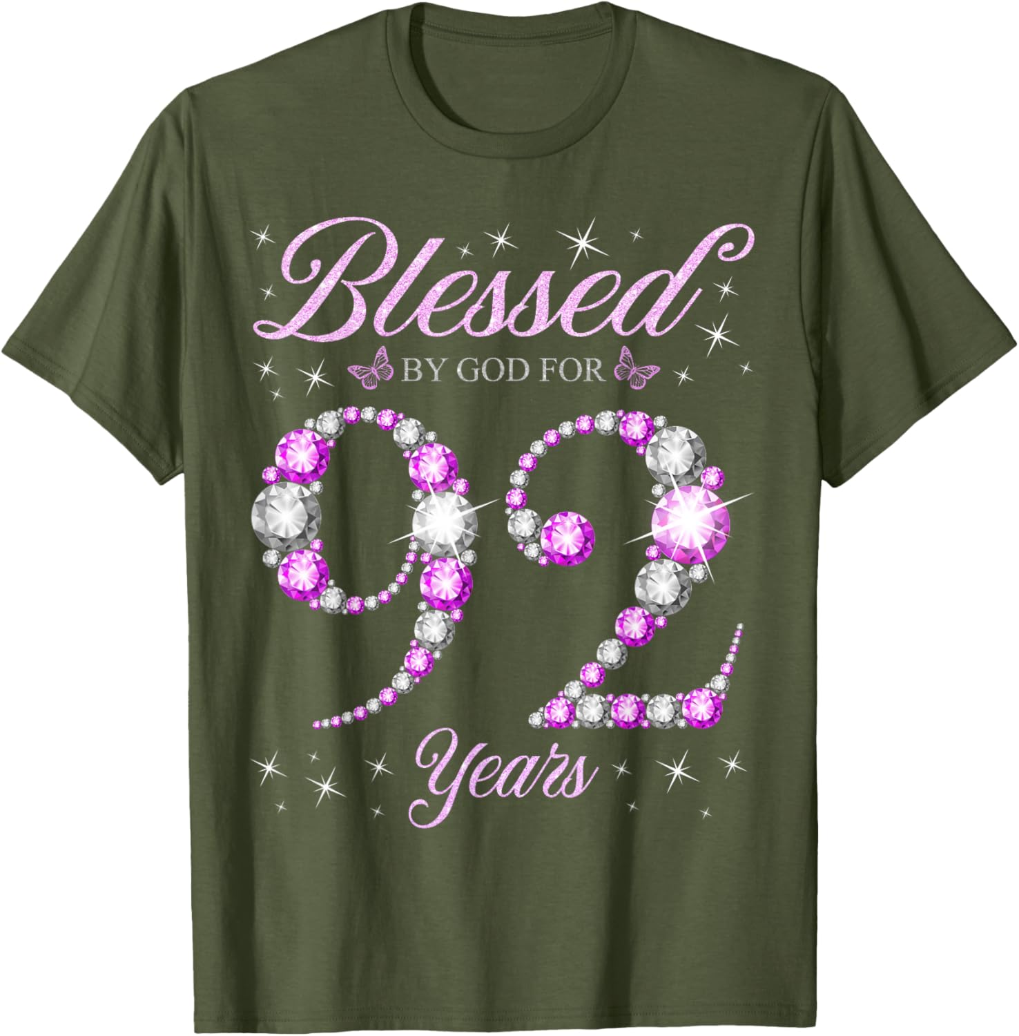 Blessed By God 92 Years Old Birthday Party T-Shirt for 92nd Celebration - 5