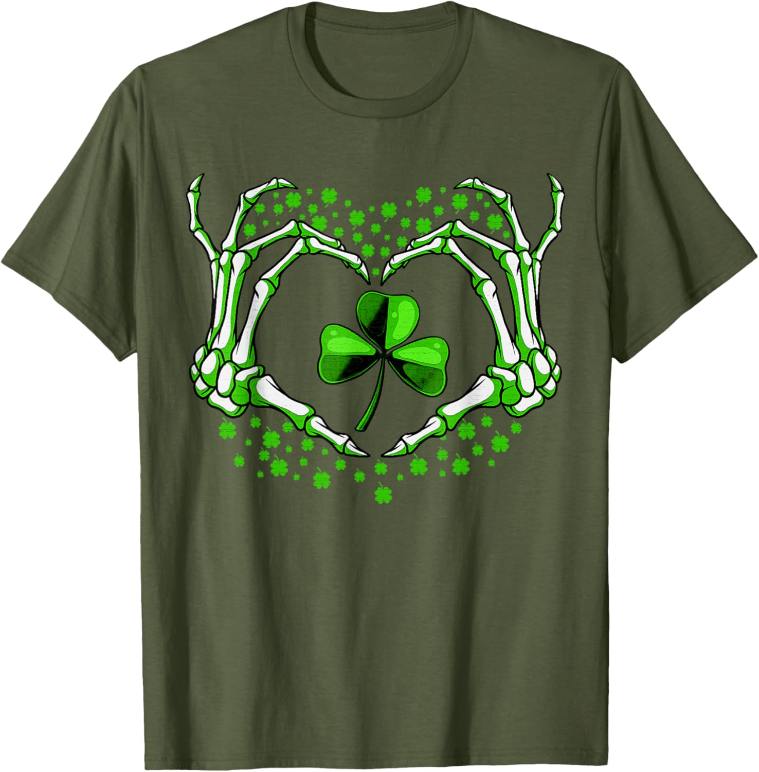 Skeleton Hand Heart Shamrock St Patricks Day T-Shirt for Festive Fun - 11